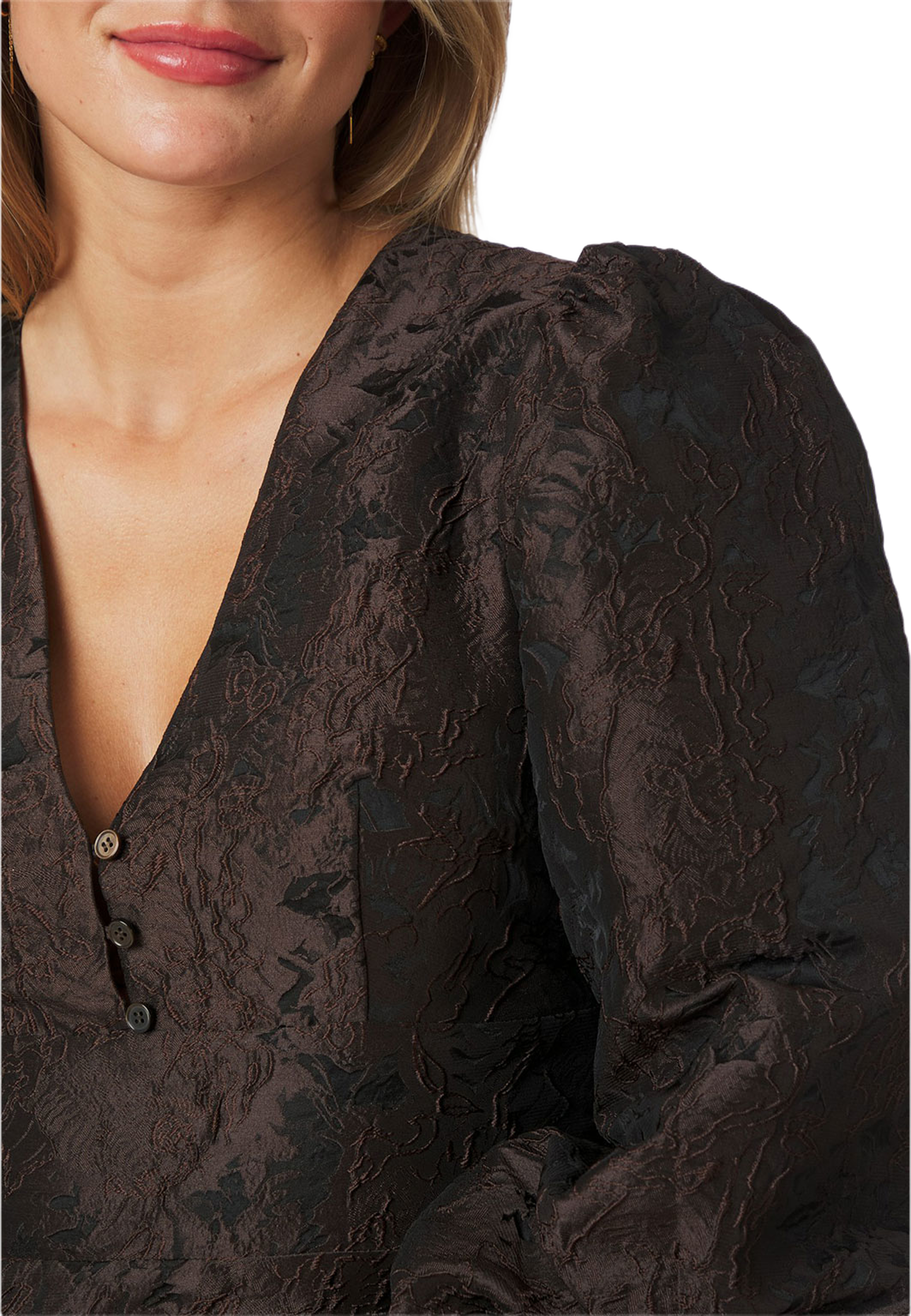 Milly Brocade Dress, från Neo Noir, i färgen Dark Brown. Klicka för att öppna bilden i stort format