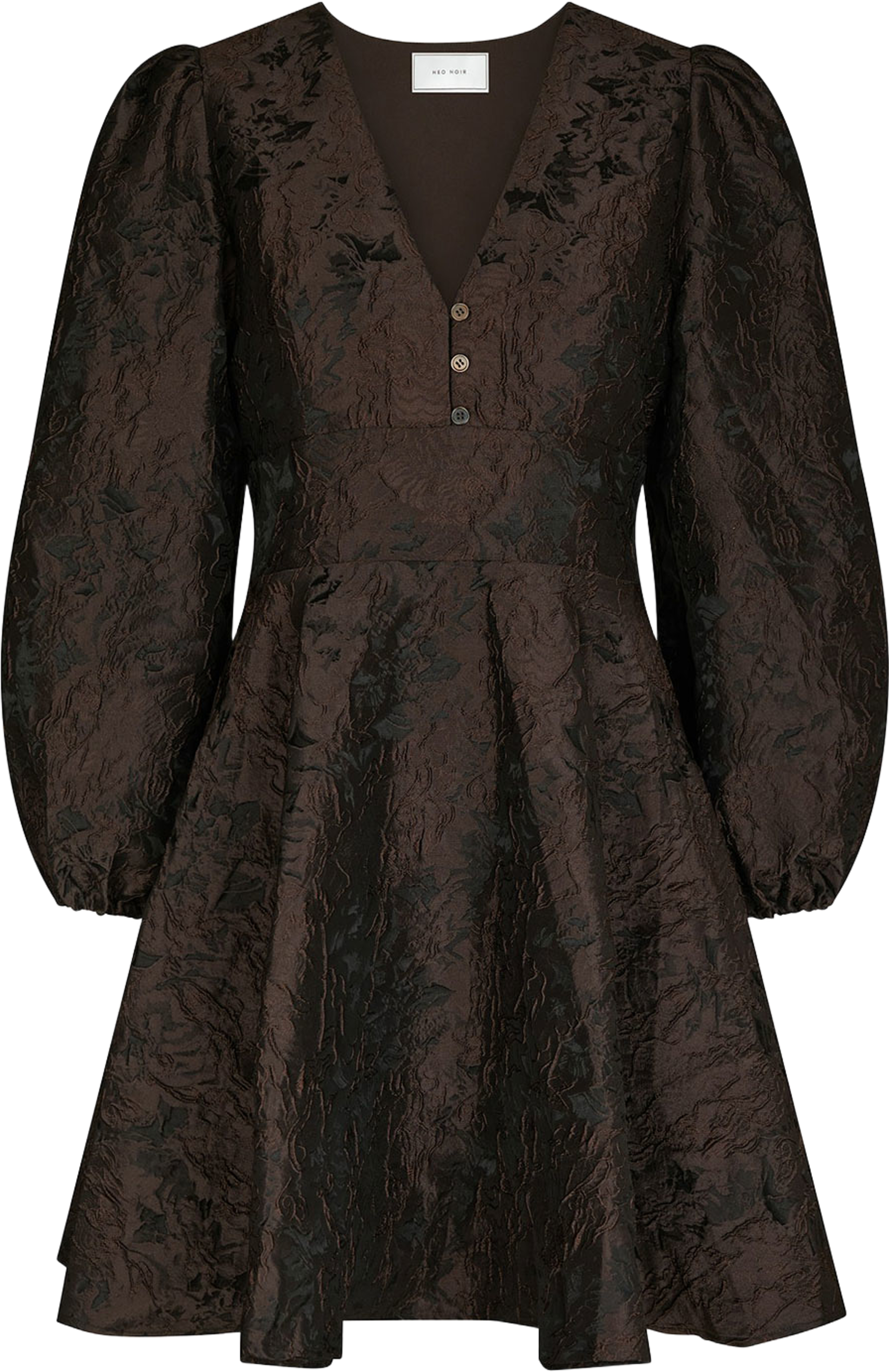 Milly Brocade Dress, från Neo Noir, i färgen Dark Brown. Klicka för att öppna bilden i stort format