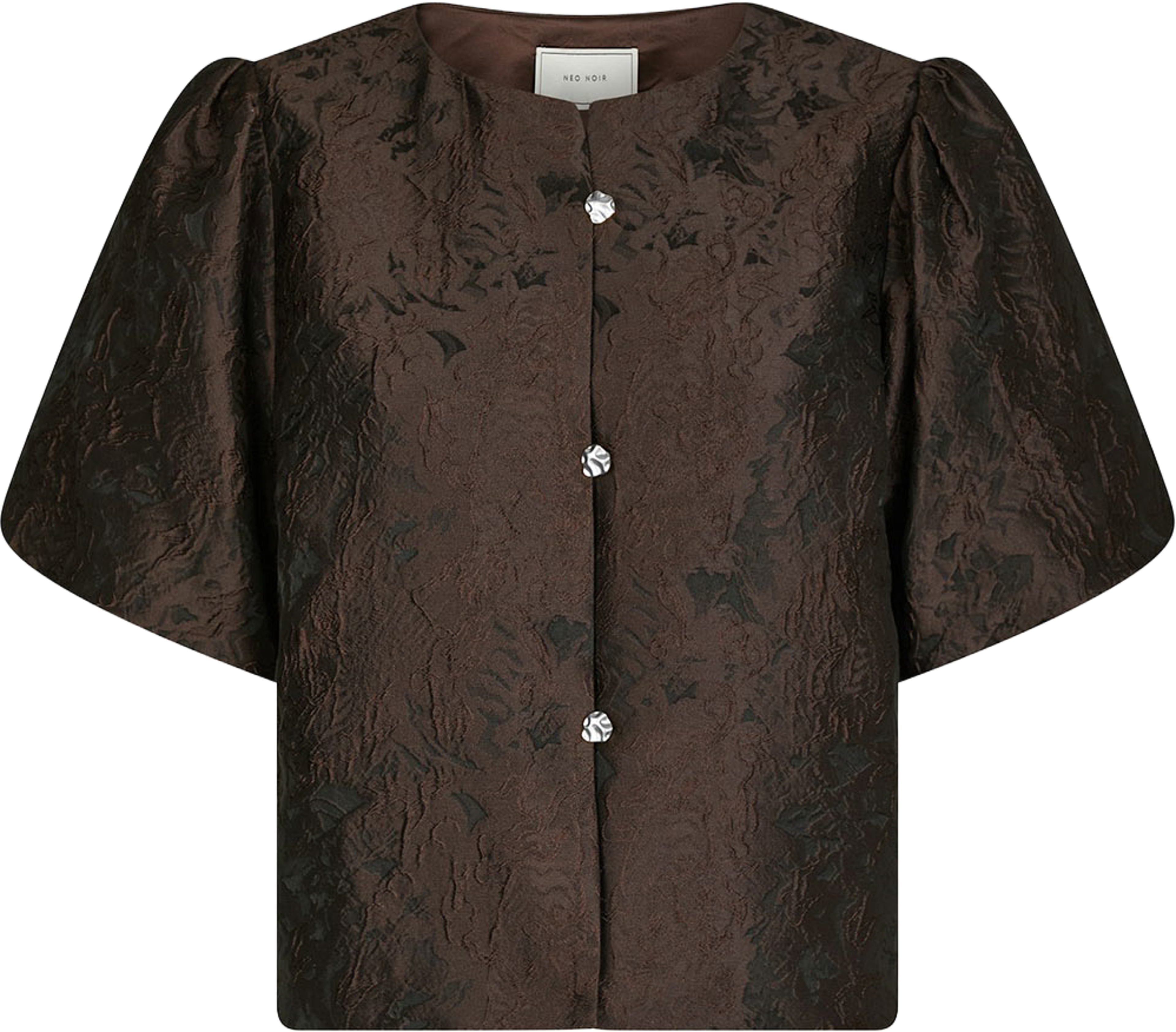 Aisa Brocade Blouse, från Neo Noir, i färgen Dark Brown. Klicka för att öppna bilden i stort format