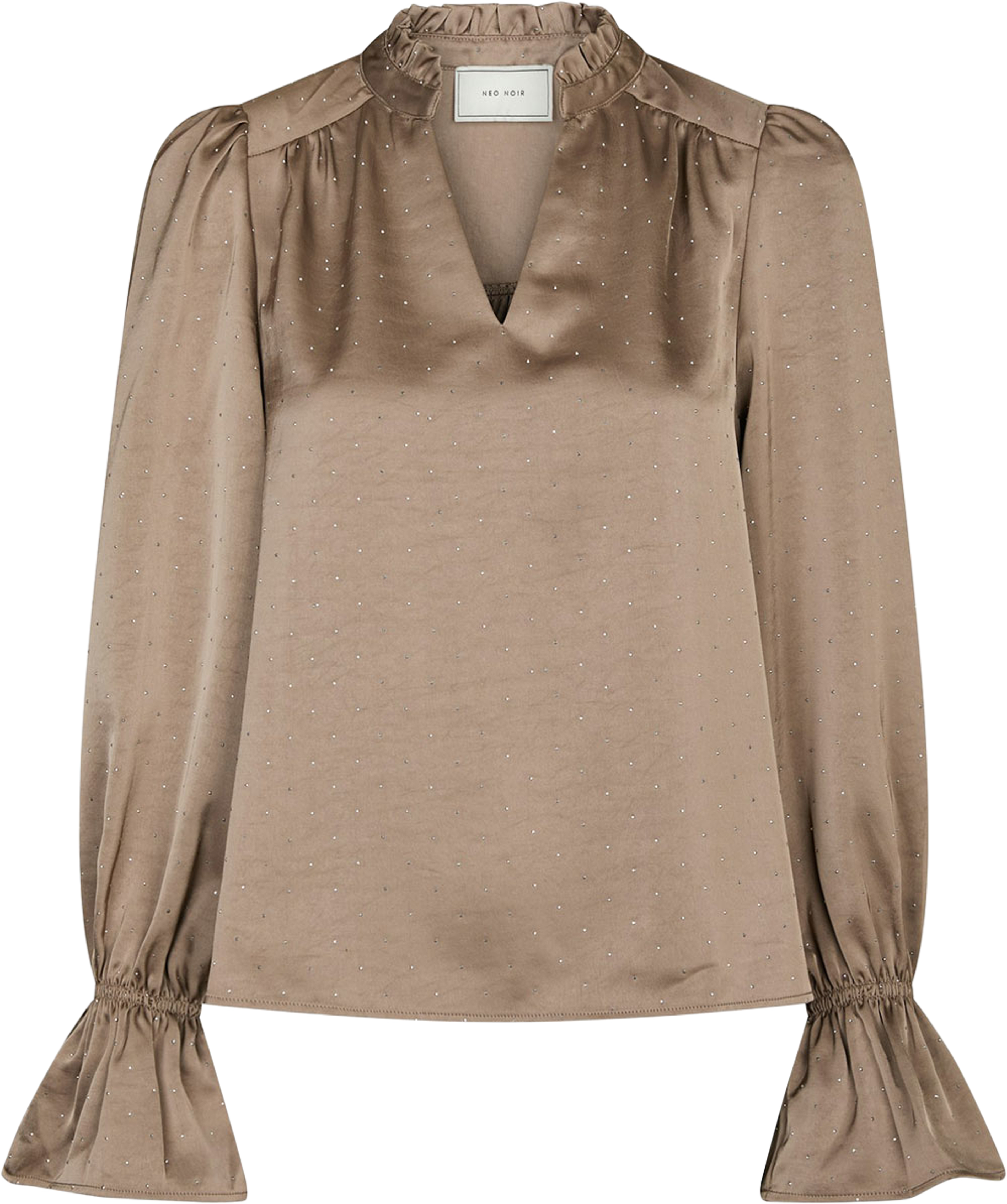 Amara Heavy Sateen Bedaz Blouse, från Neo Noir, i färgen Dark Taupe. Klicka för att öppna bilden i stort format