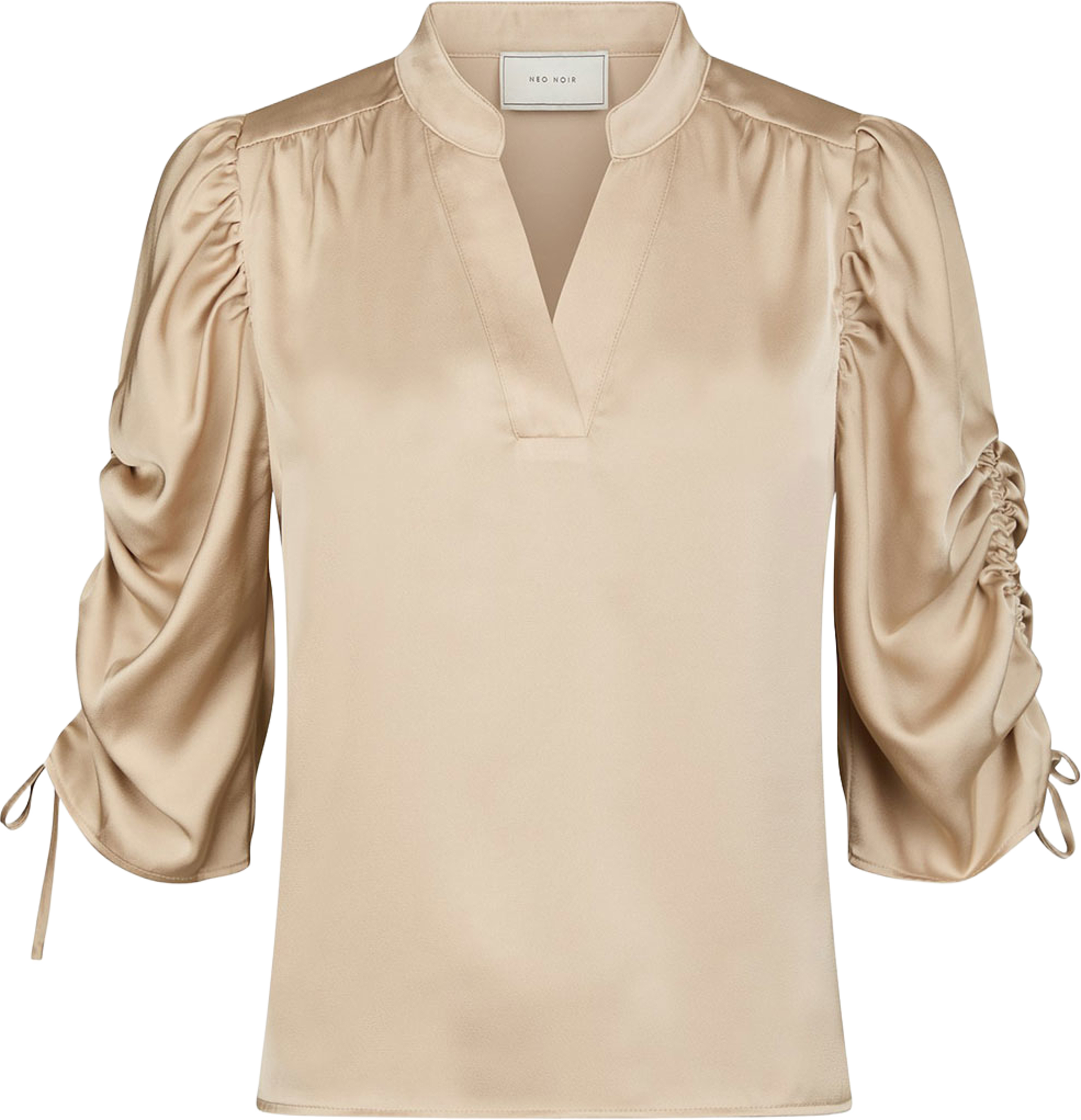 Alvira Drapy Satin Blouse, från Neo Noir, i färgen Champagne. Klicka för att öppna bilden i stort format