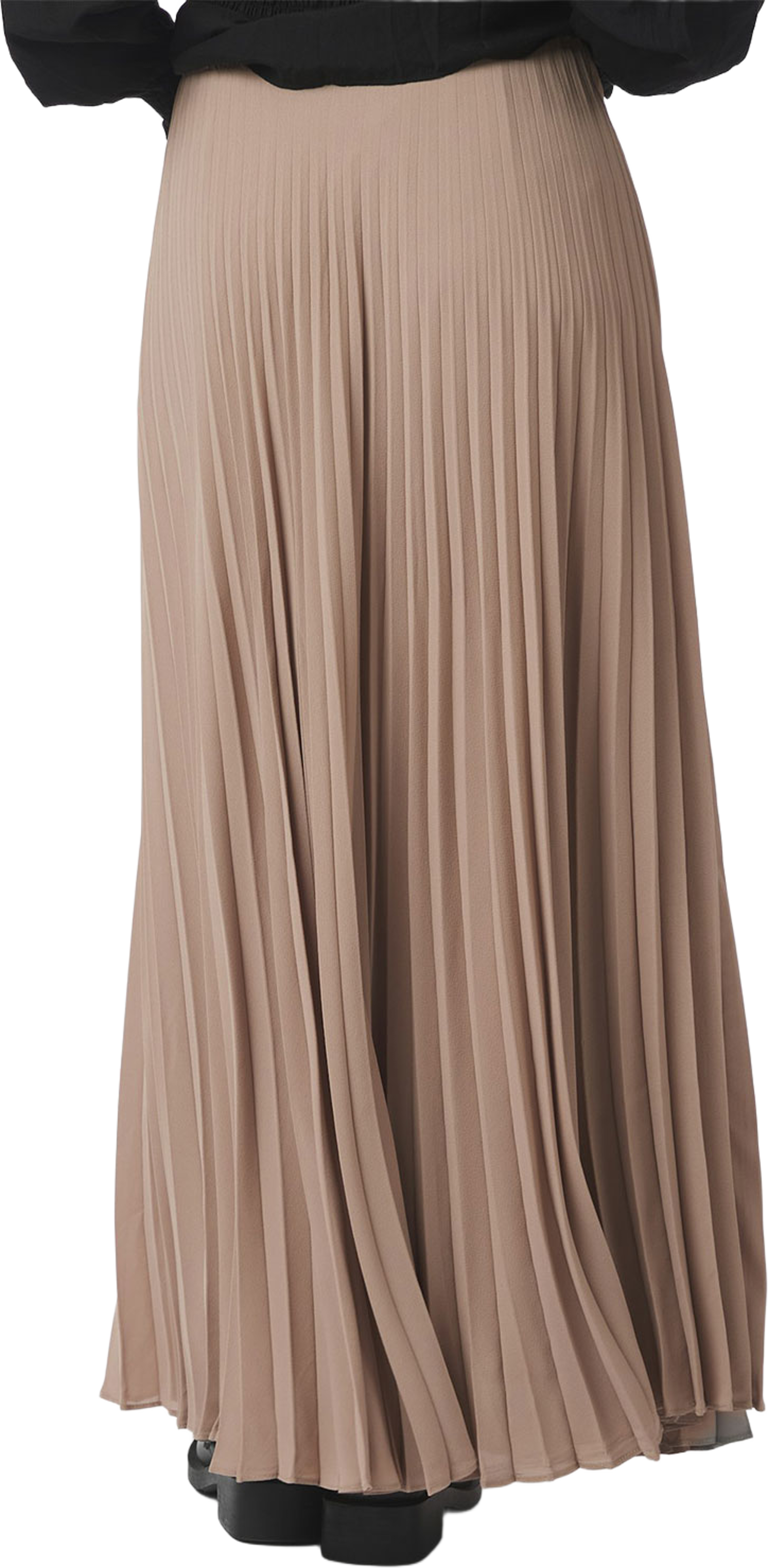 Boni Simple Plisse Skirt, från Neo Noir, i färgen Dark Taupe. Klicka för att öppna bilden i stort format