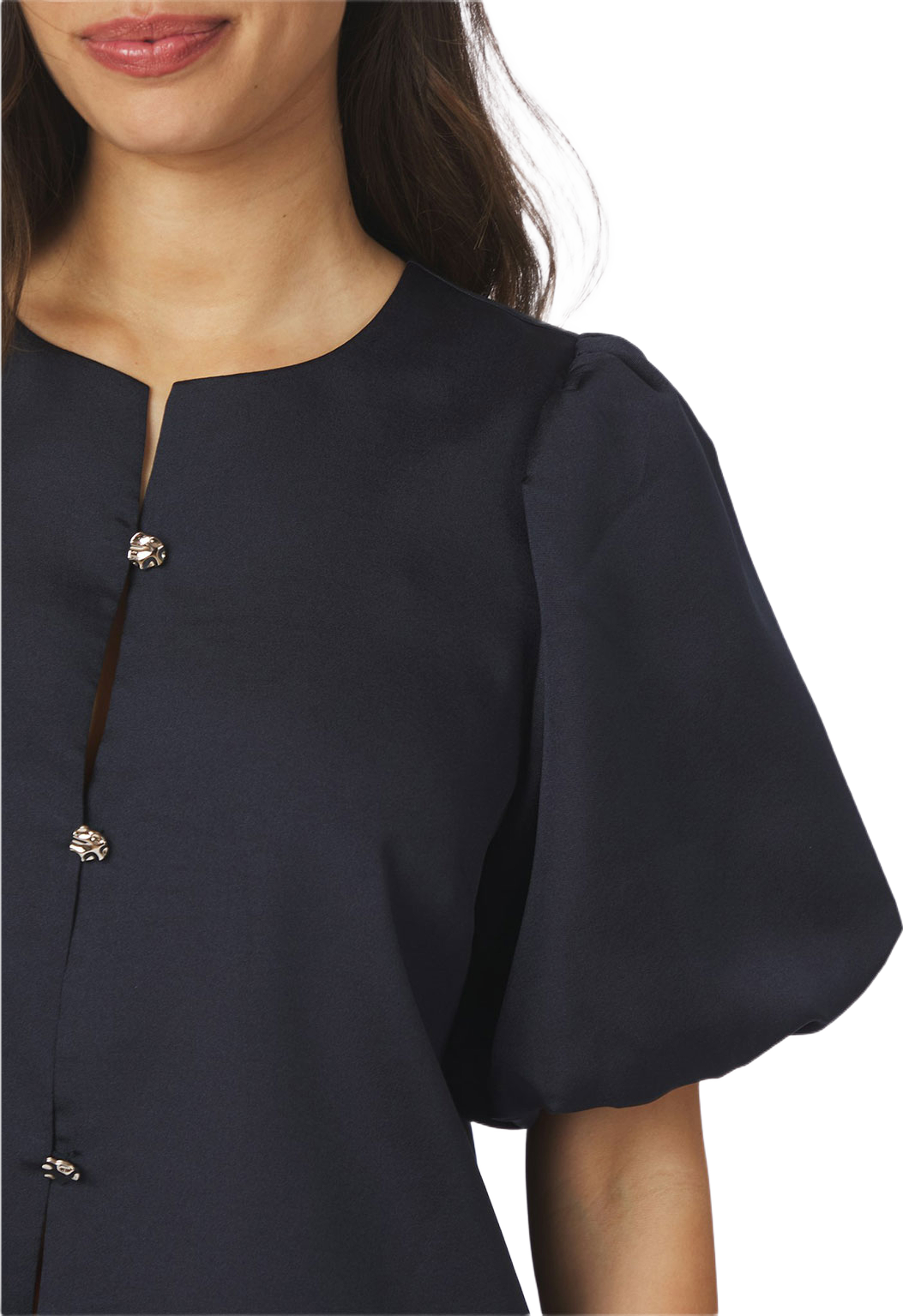Aisa Dull Satin Blouse, från Neo Noir, i färgen Navy. Klicka för att öppna bilden i stort format