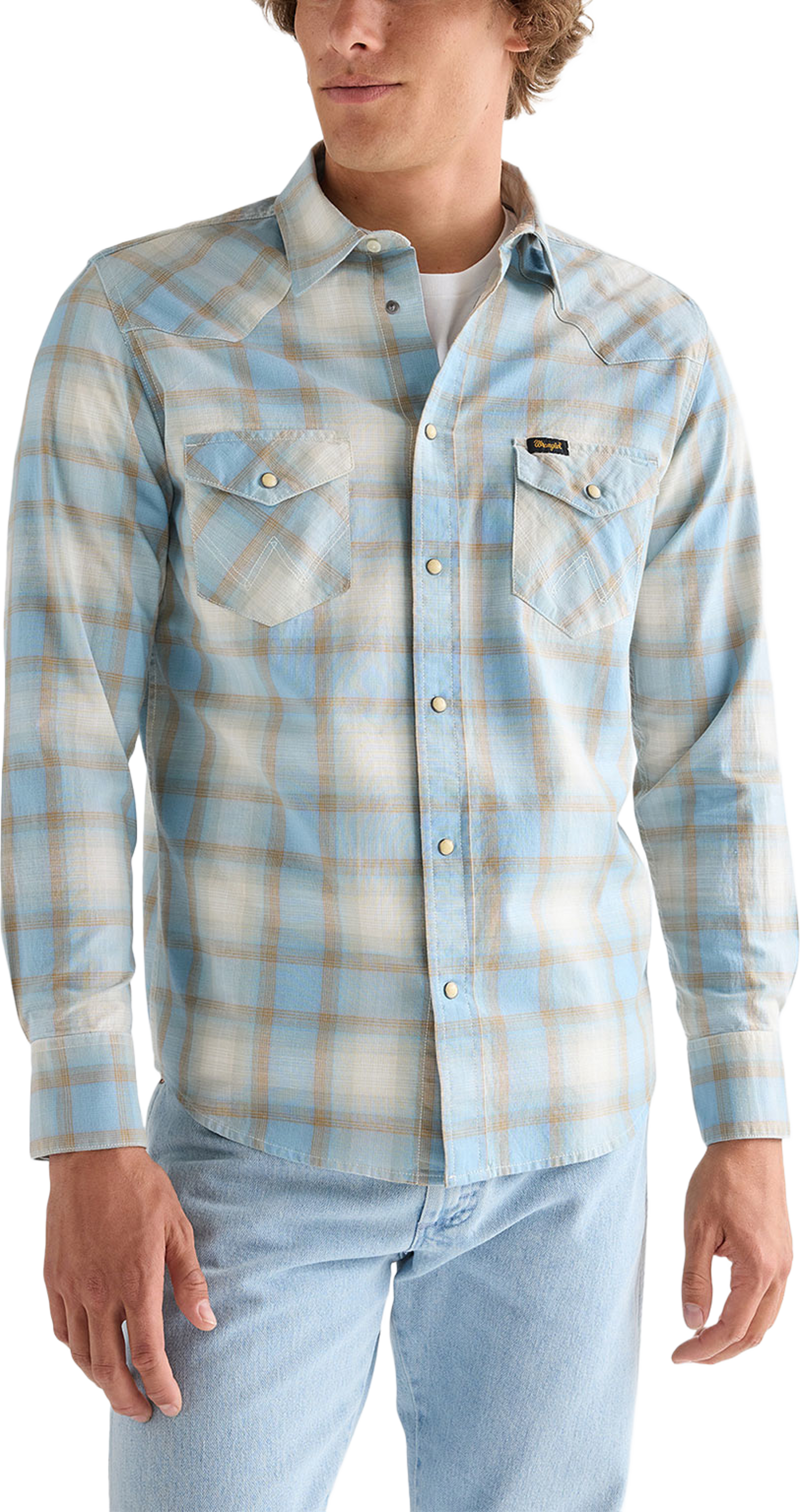 Western Shirt, från Wrangler, i färgen Blue Tan. Klicka för att öppna bilden i stort format