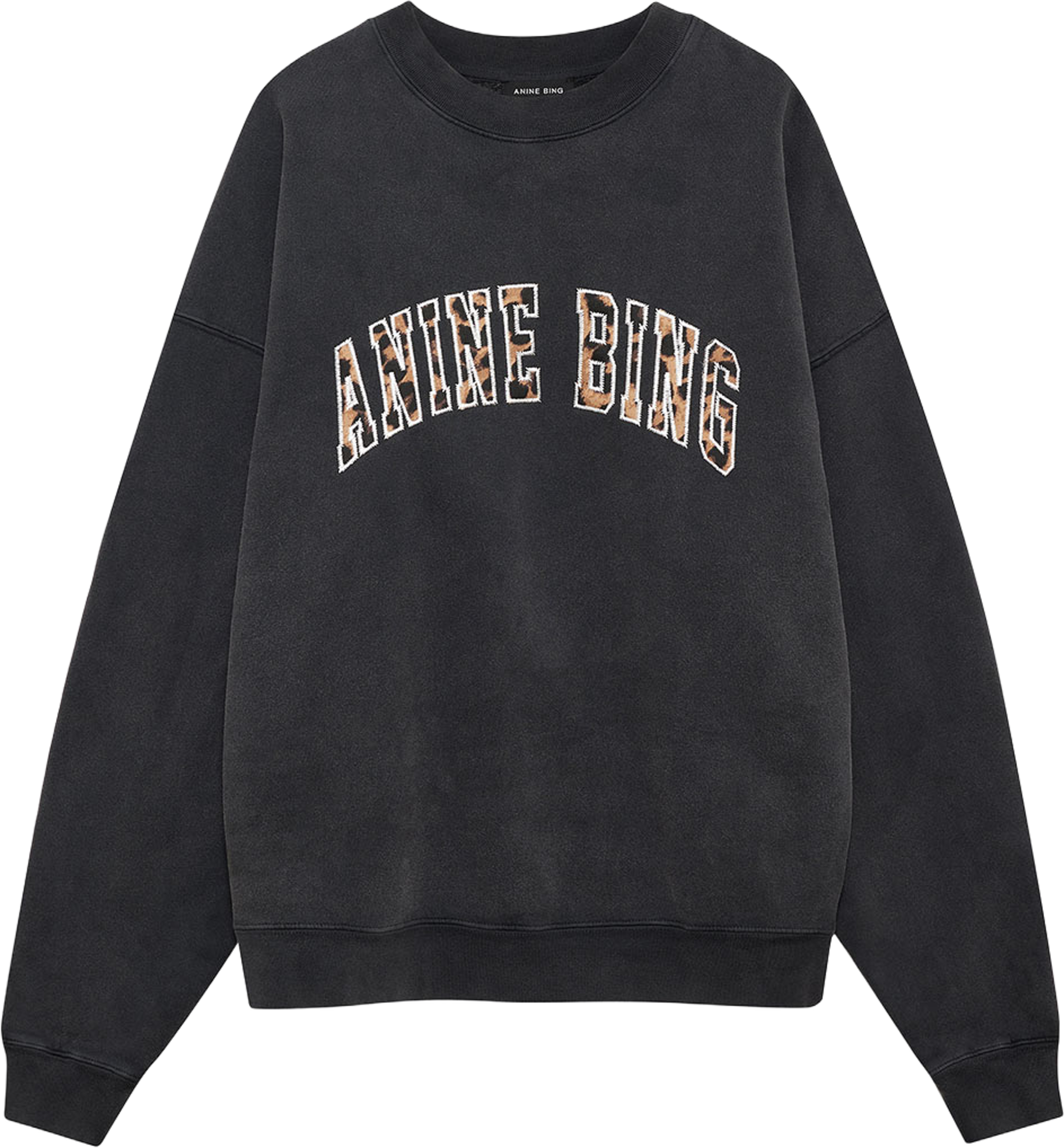 Miles Sweatshirt Anine Bing Leopard, från Anine Bing, i färgen Washed Black. Klicka för att öppna bilden i stort format