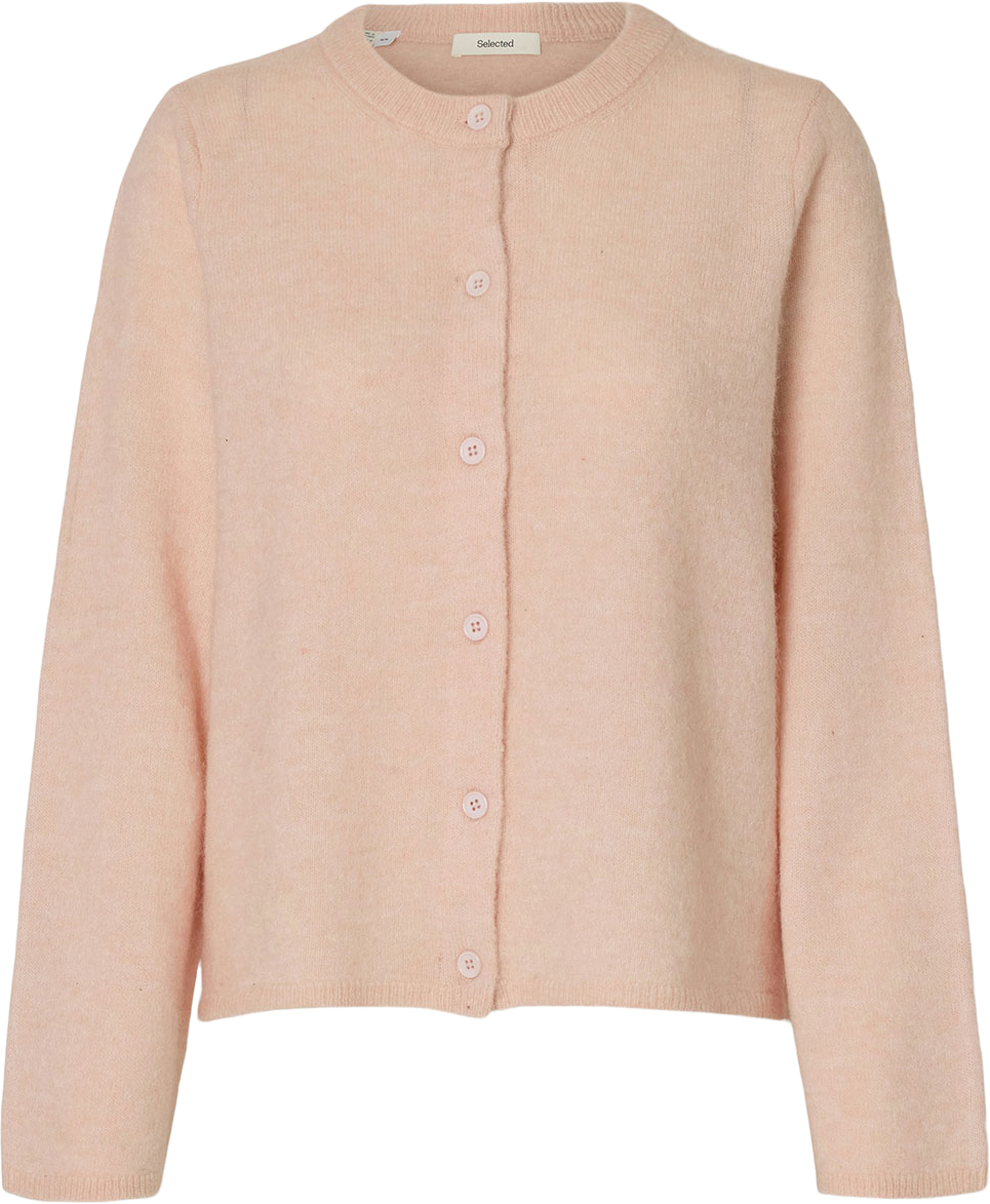 SLFLULU Long sleeve Knit Cardigan, från Selected Femme, i färgen Pale Dogwood Melange. Klicka för att öppna bilden i stort format