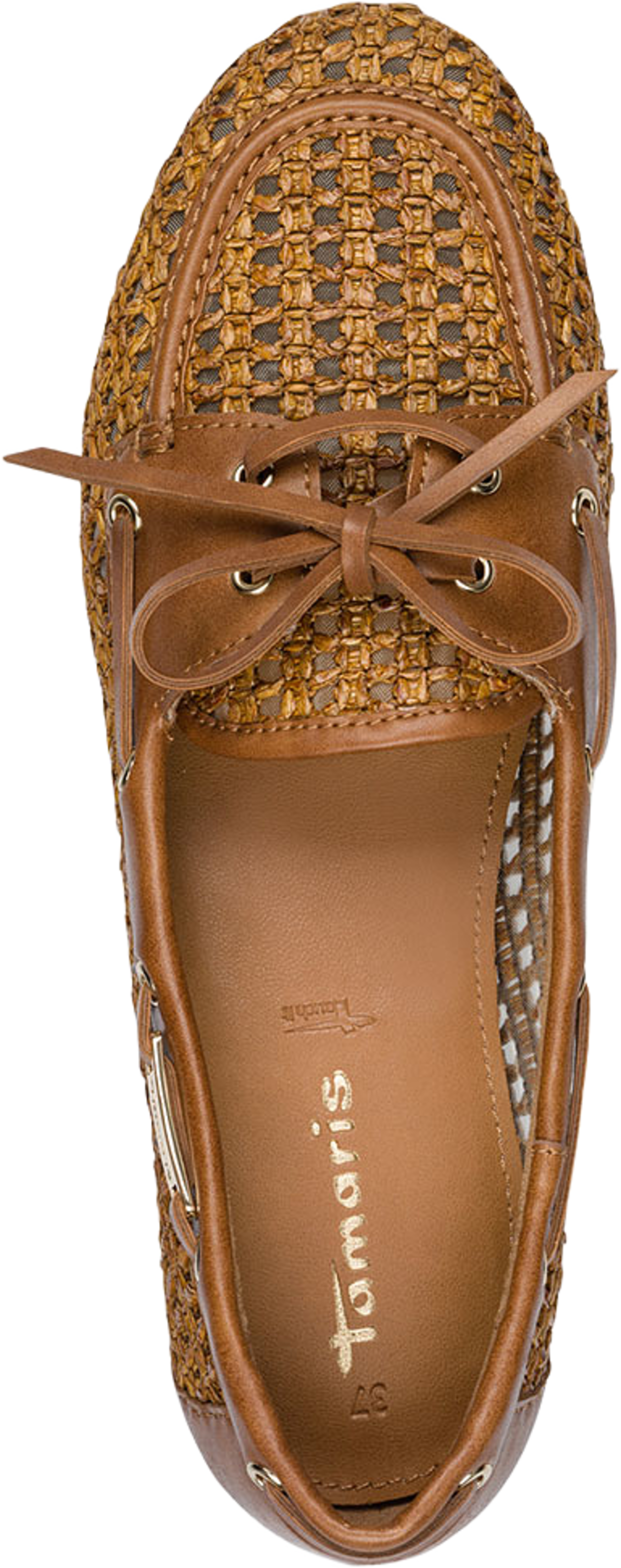 Moccassin, från Tamaris, i färgen Cognac Struct. Klicka för att öppna bilden i stort format