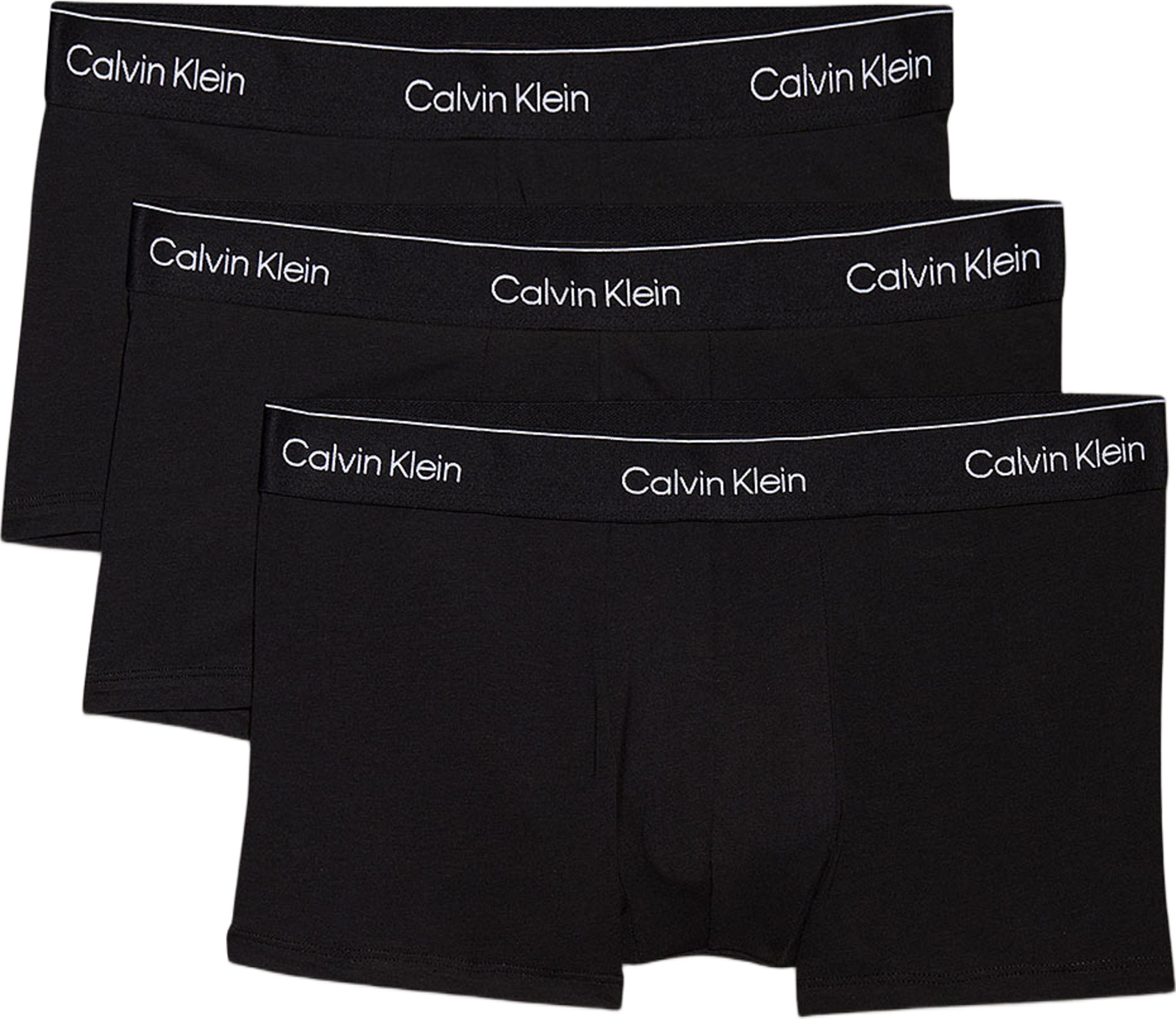 LOW RISE TRUNK 3PK Icon Cotton Stretch, från Calvin Klein, i färgen Black W/Dtm Wb. Klicka för att öppna bilden i stort format