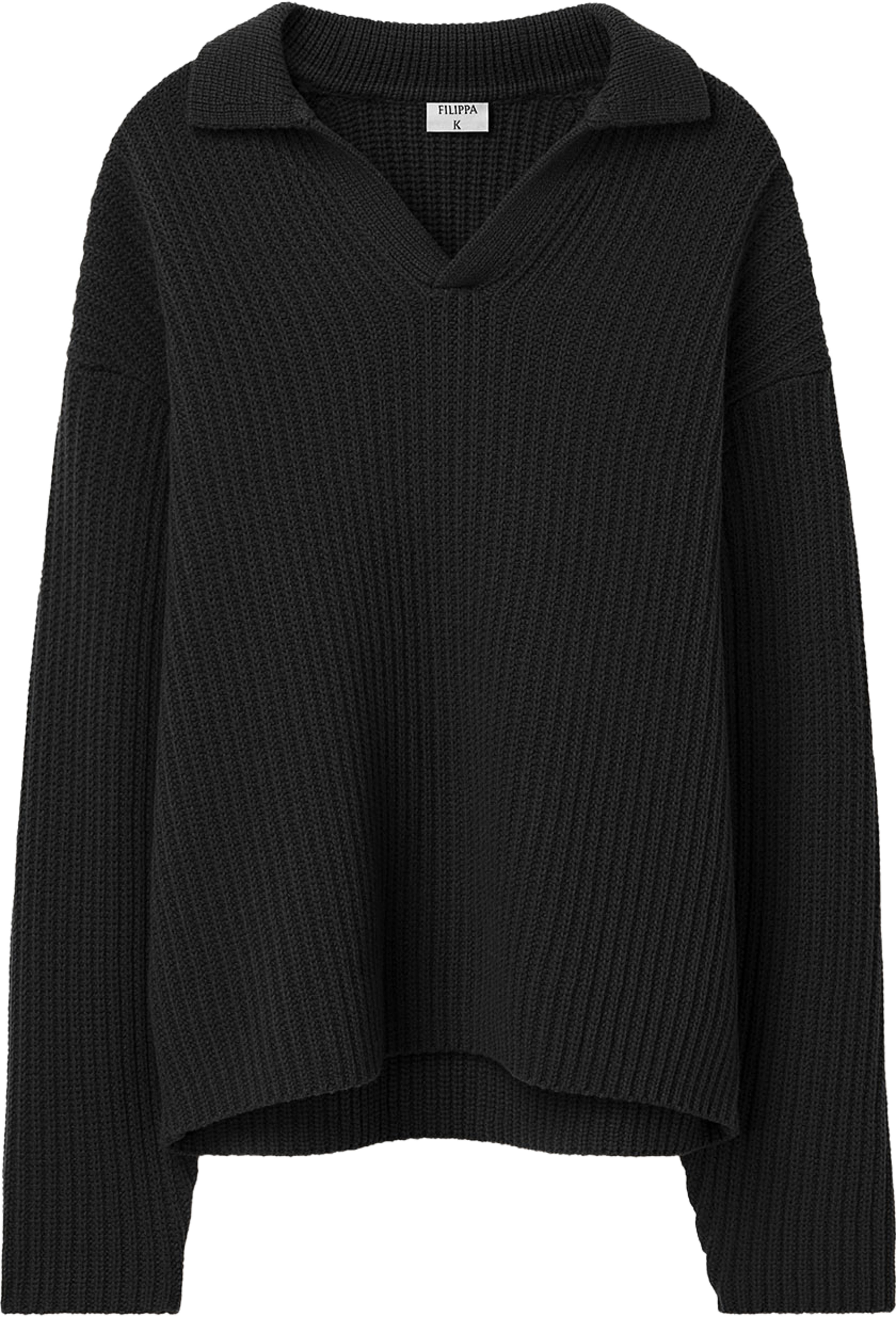 Chunky ribbed wool polo, från Filippa K, i färgen Black. Klicka för att öppna bilden i stort format