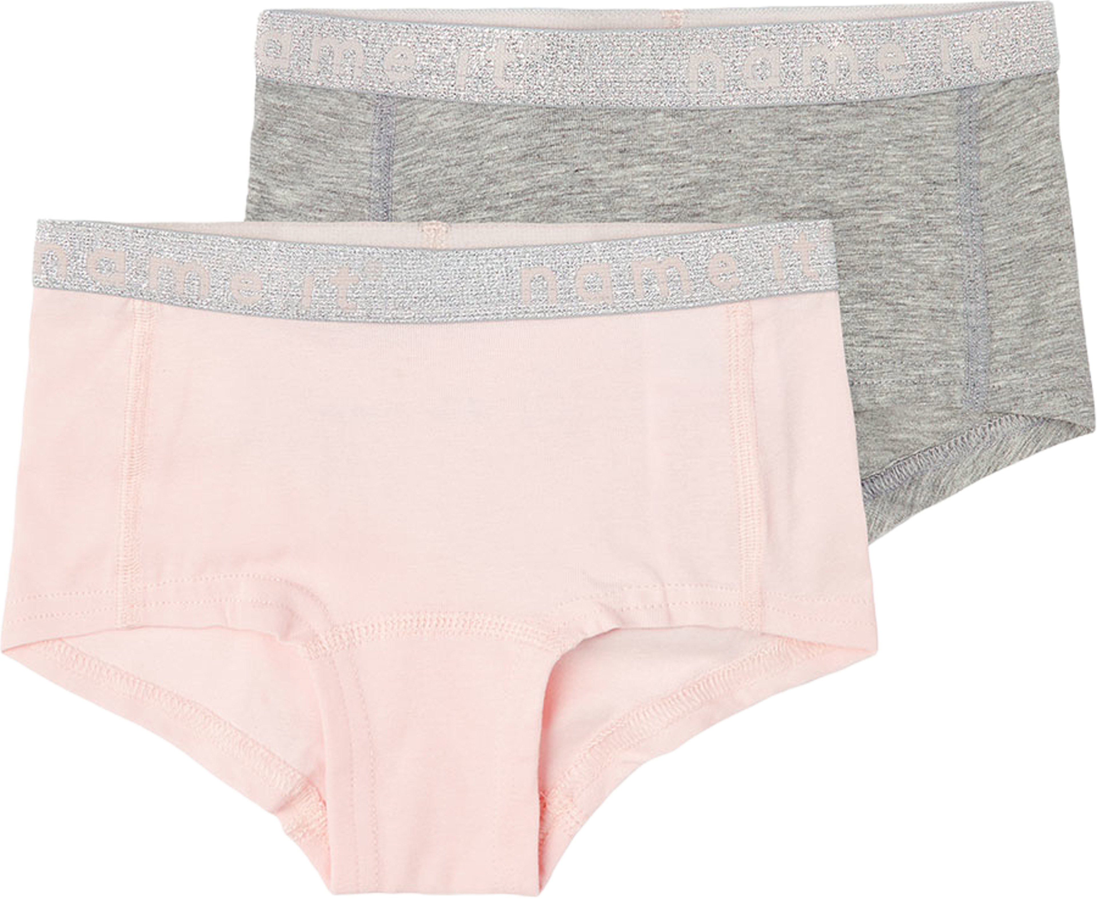 Hipsters, 2-pack, från Name It, i färgen Barely Pink W/ Grey Melange. Klicka för att öppna bilden i stort format