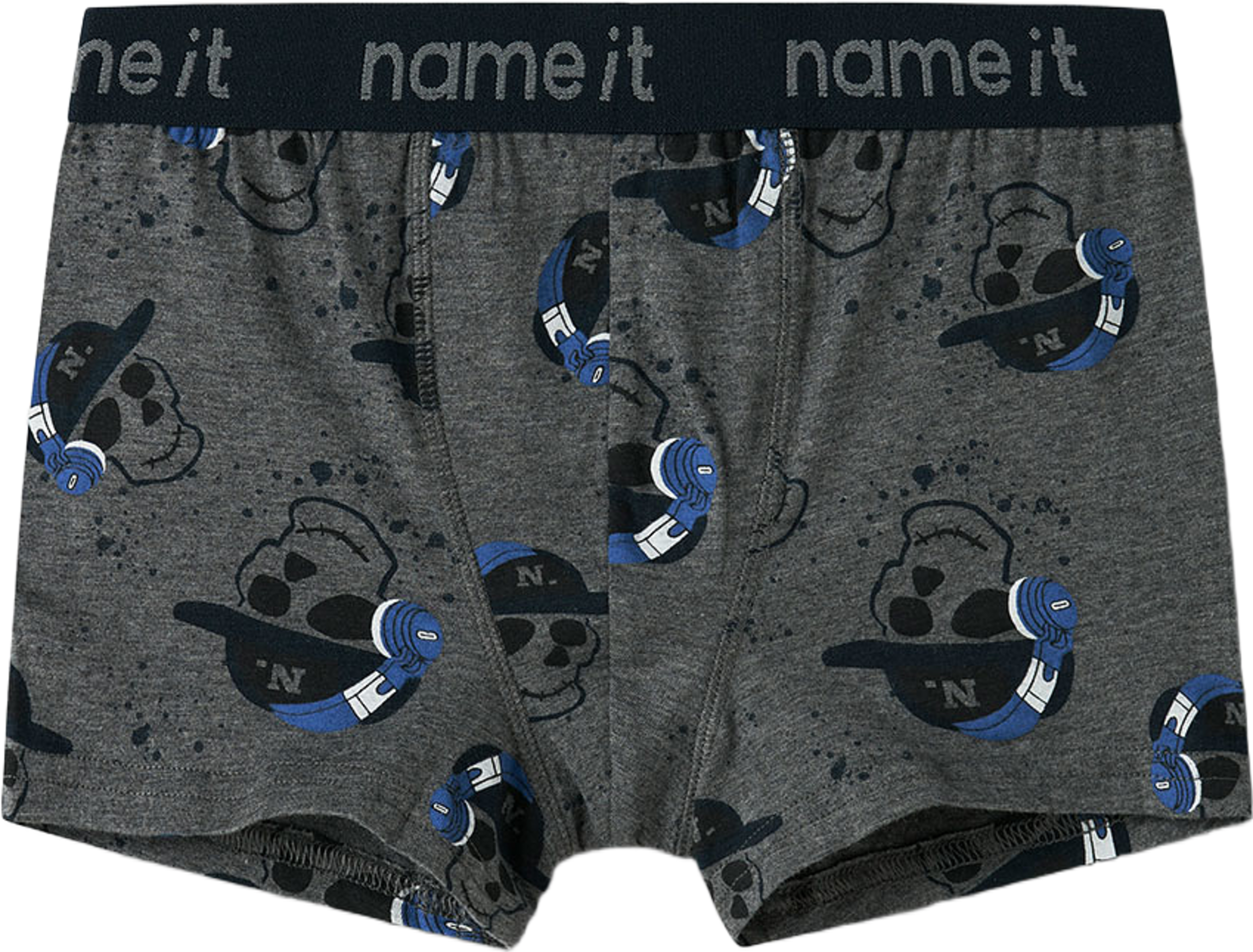 Boxers, 3-pack, från Name It, i färgen Dark Grey Melange W/ Dark Grey Melange + Dark Sapphir. Klicka för att öppna bilden i stort format