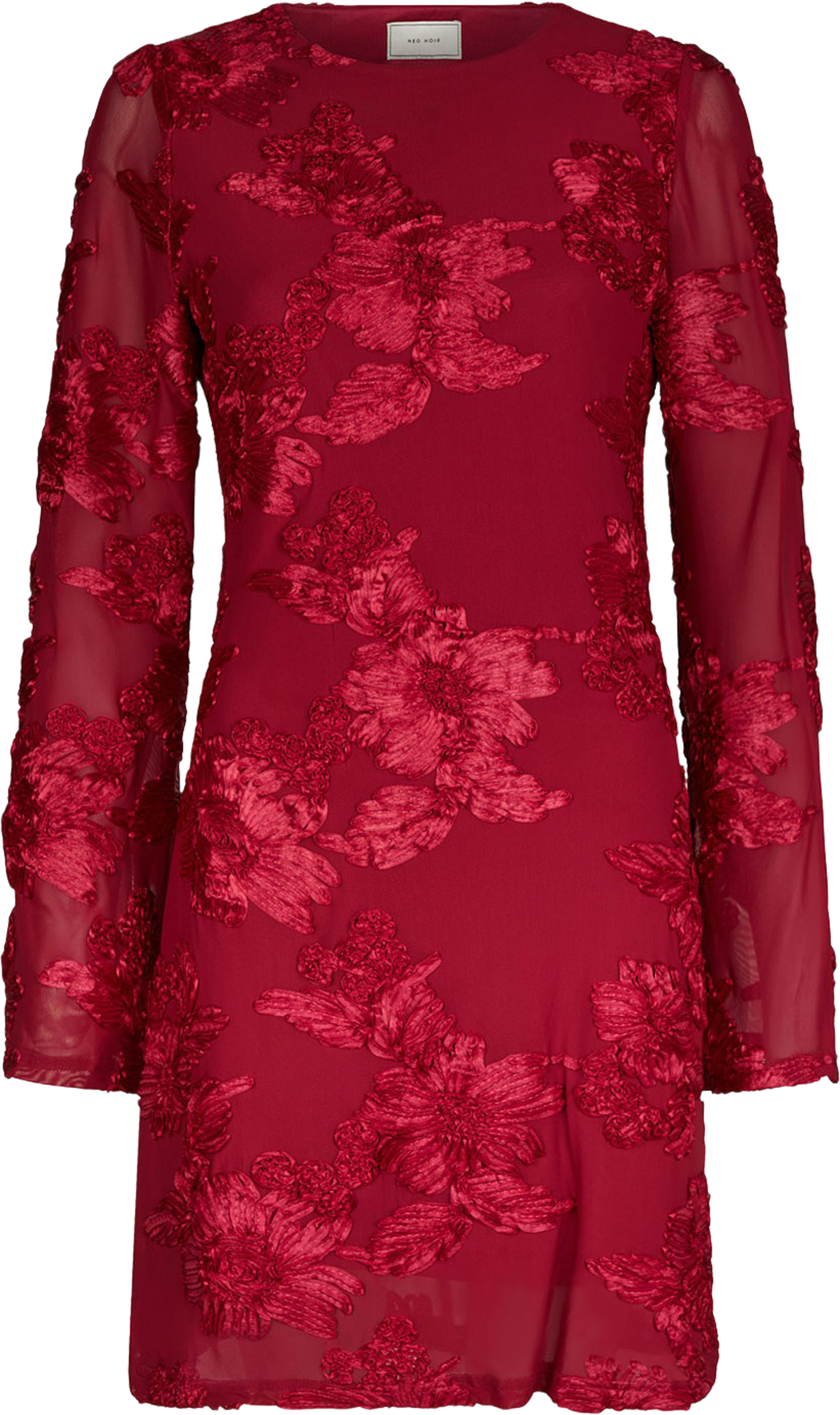 Dirina Big Flower Mesh Dress, från Neo Noir, i färgen Red. Klicka för att öppna bilden i stort format