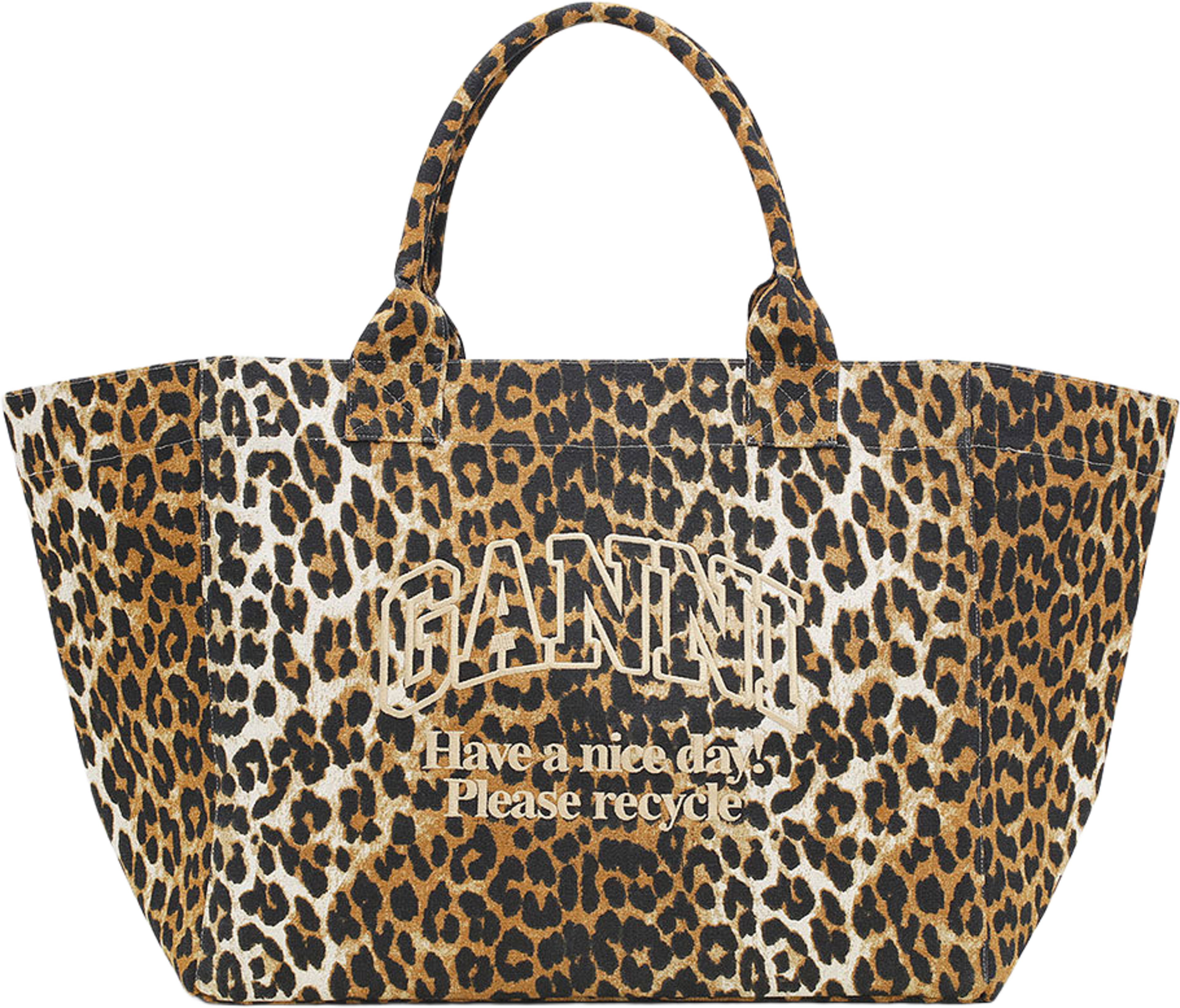 Shopper XXL Pocket Print, från GANNI, i färgen Leopard. Klicka för att öppna bilden i stort format