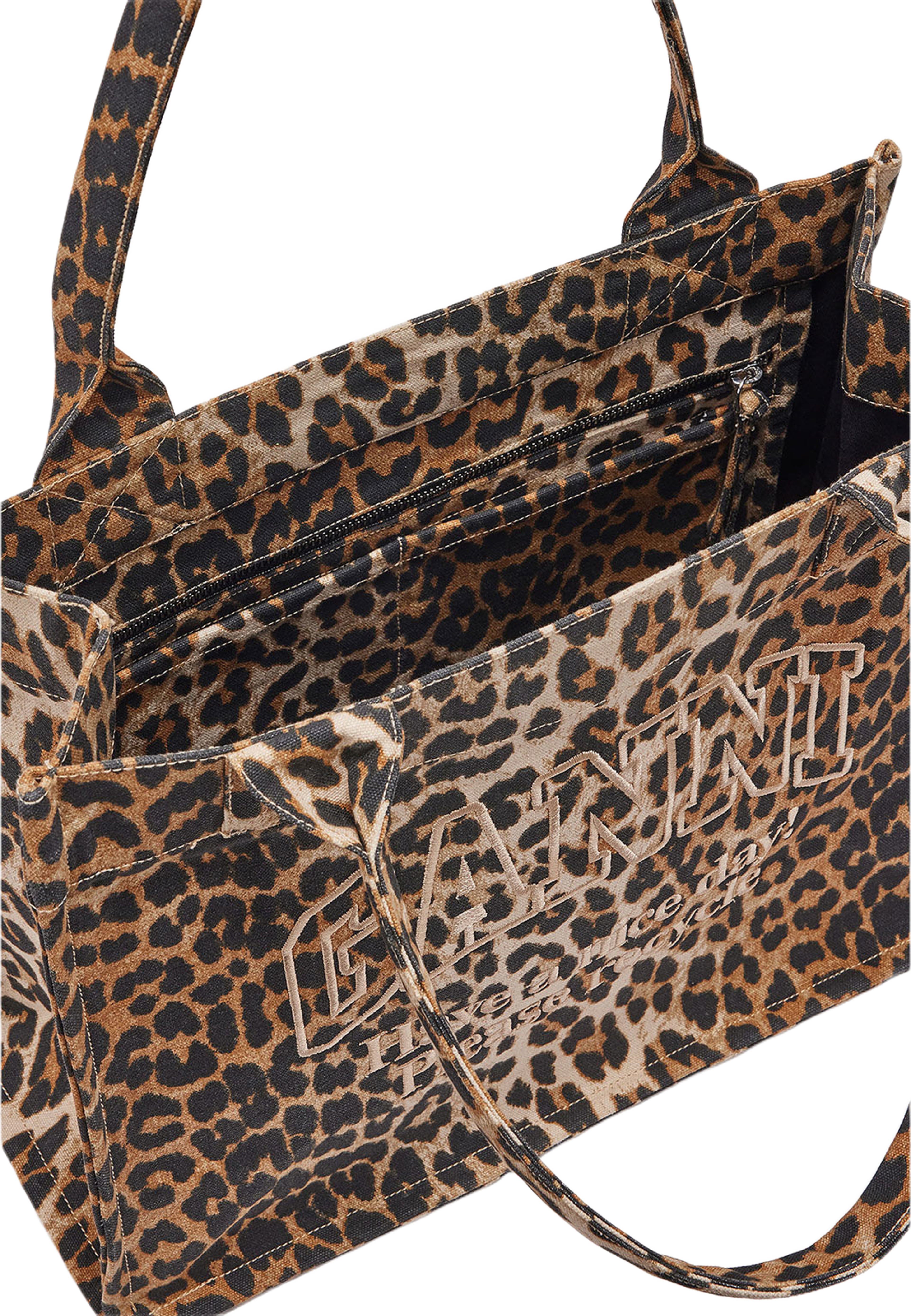 Large Easy Shopper Pocket Print, från GANNI, i färgen Leopard. Klicka för att öppna bilden i stort format