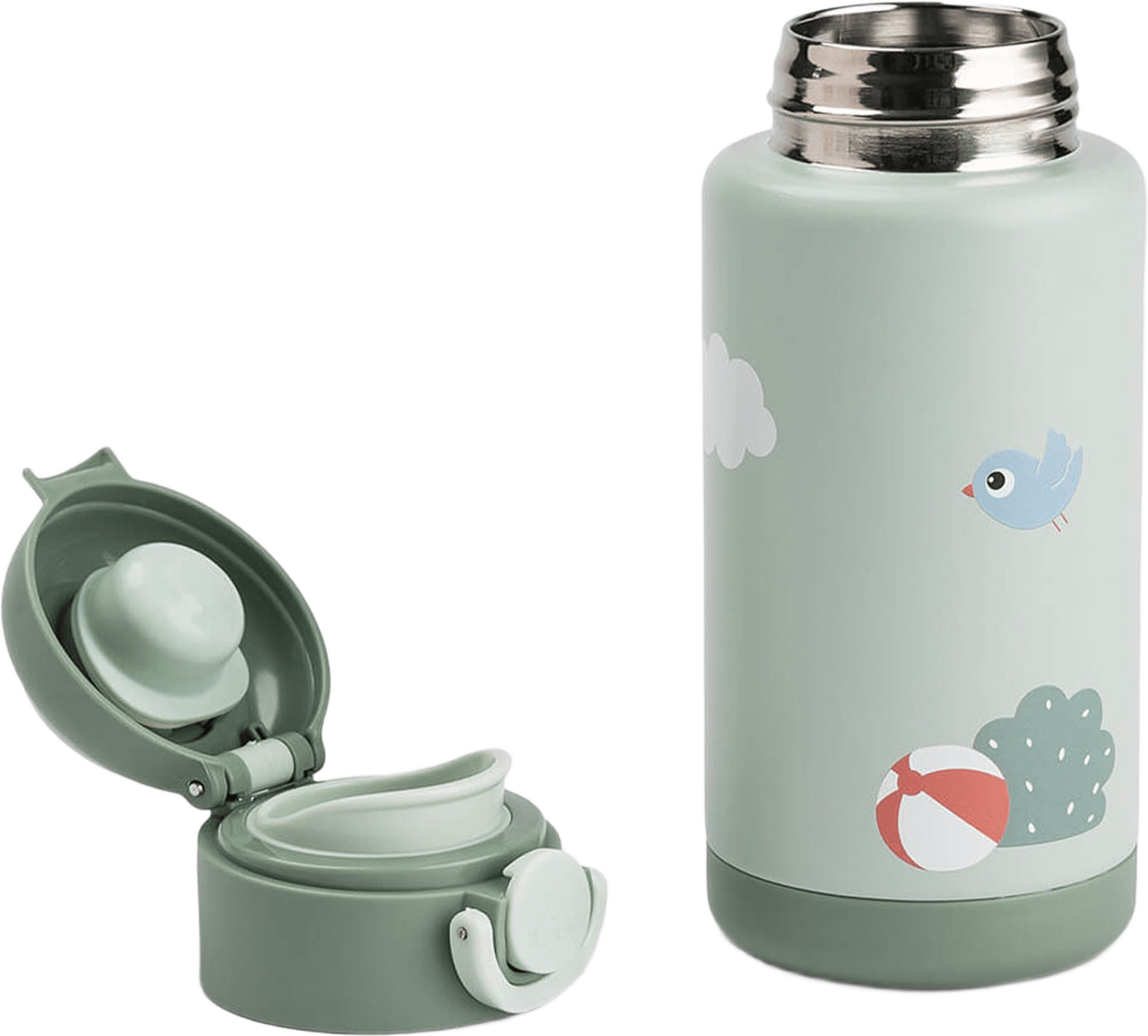 Insulated Bottle Playground Green 340 Ml, från Done by Deer, i färgen Green. Klicka för att öppna bilden i stort format