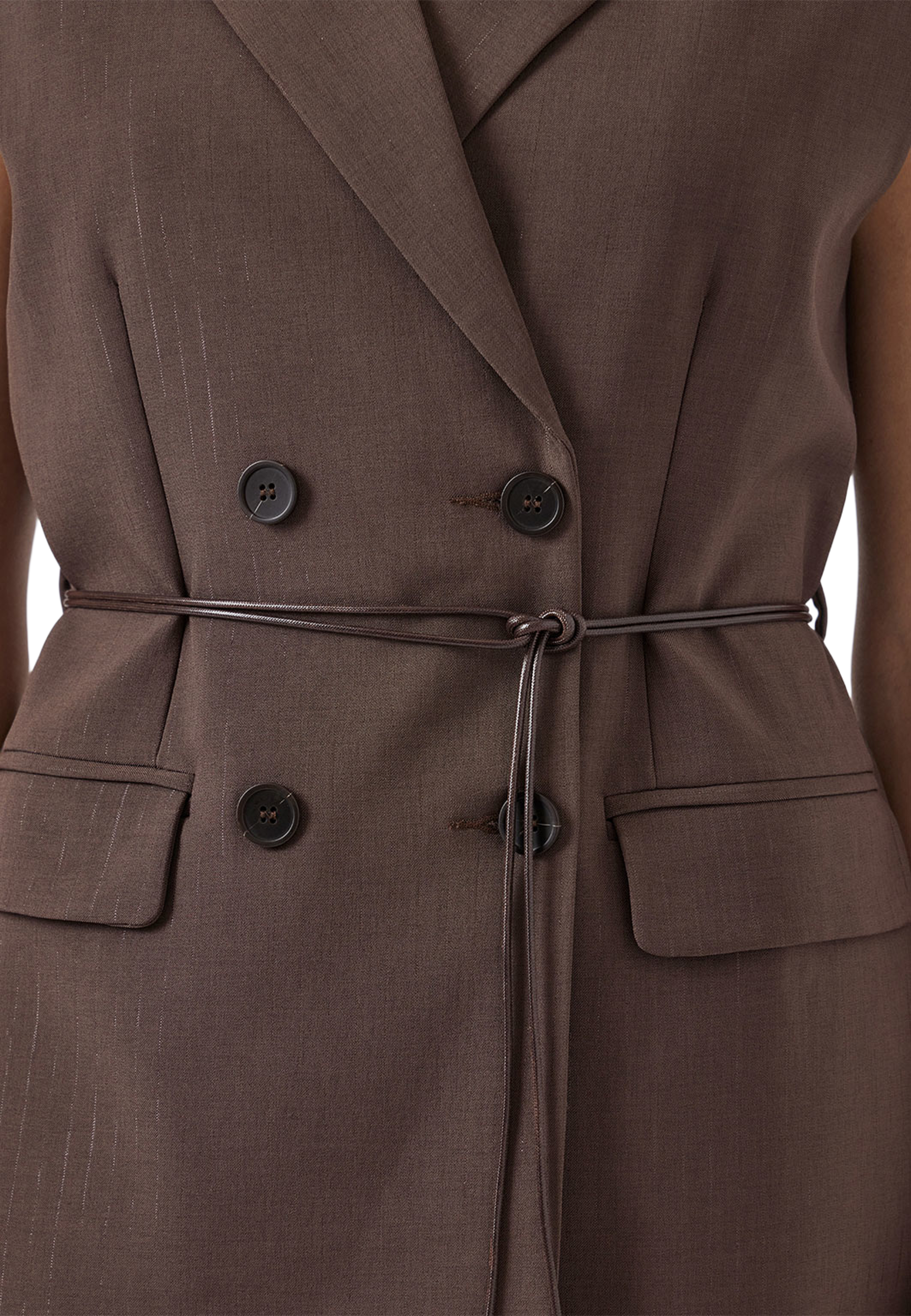 YASSHIMMA Skräddarsydd väst, från Y.A.S, i färgen Chocolate Brown W. Metallic Pinstripe. Klicka för att öppna bilden i stort format