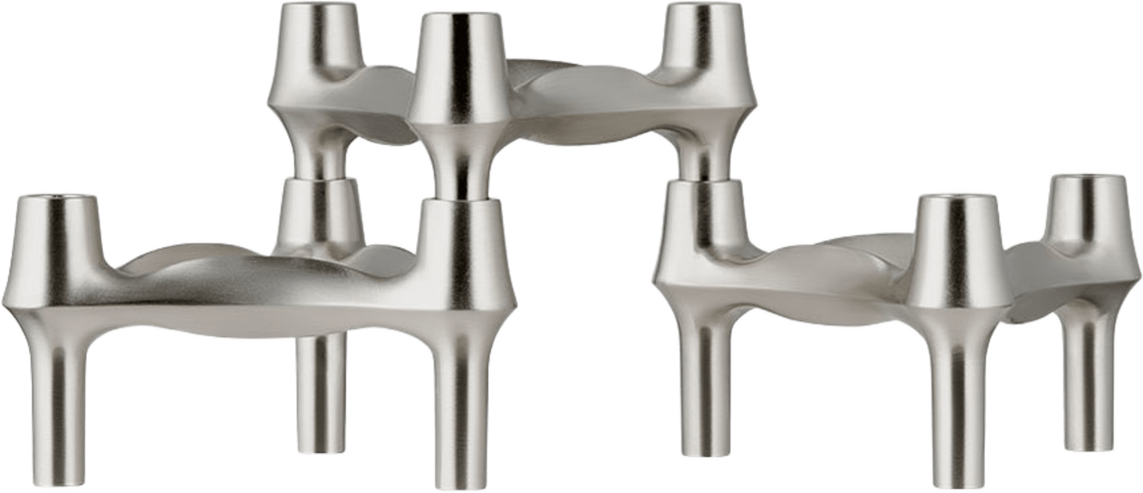 Candle holder BMF 3-p, från STOFF Nagel, i färgen Brushed Chrome. Klicka för att öppna bilden i stort format
