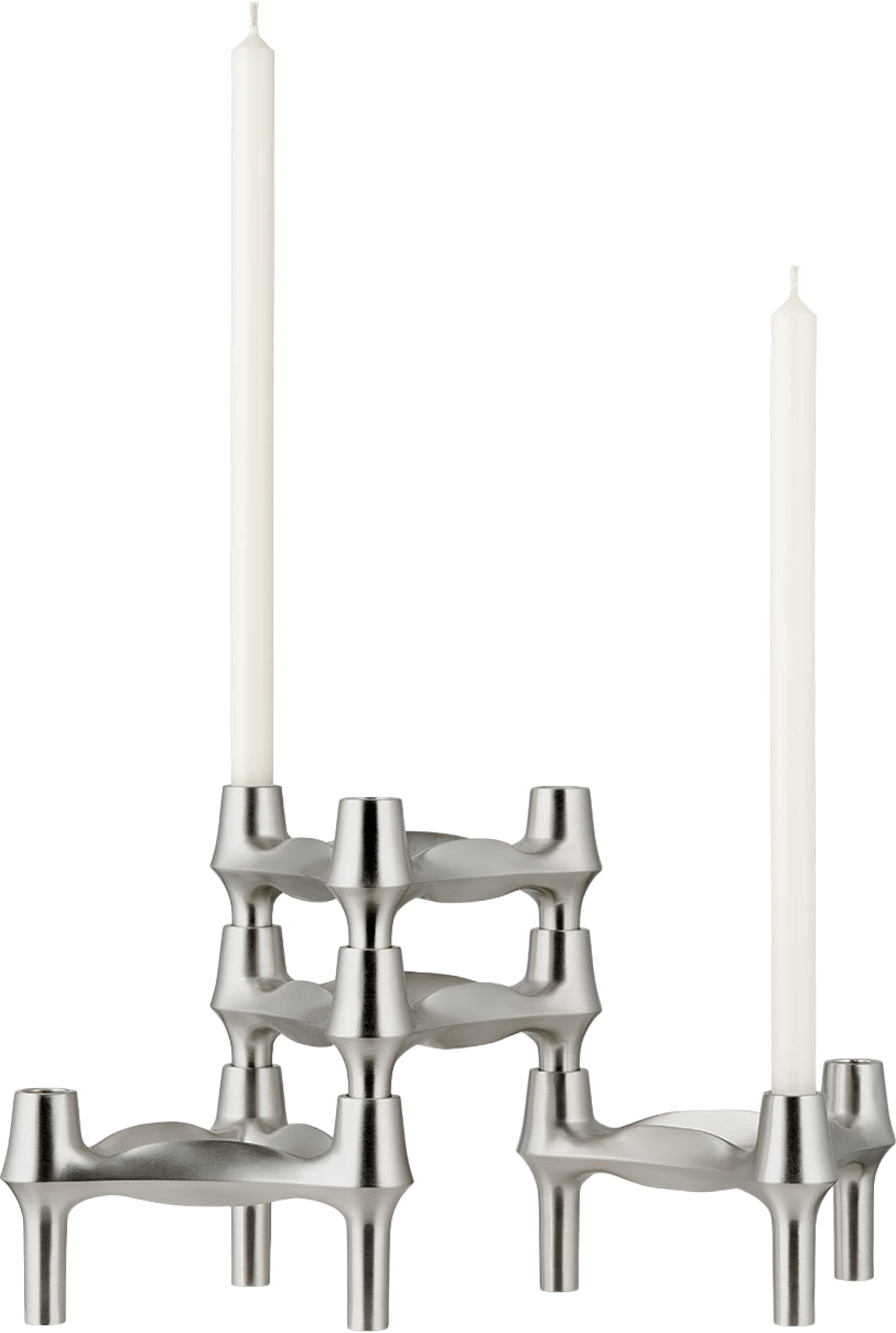Candle holder BMF, från STOFF Nagel, i färgen Brushed Chrome. Klicka för att öppna bilden i stort format