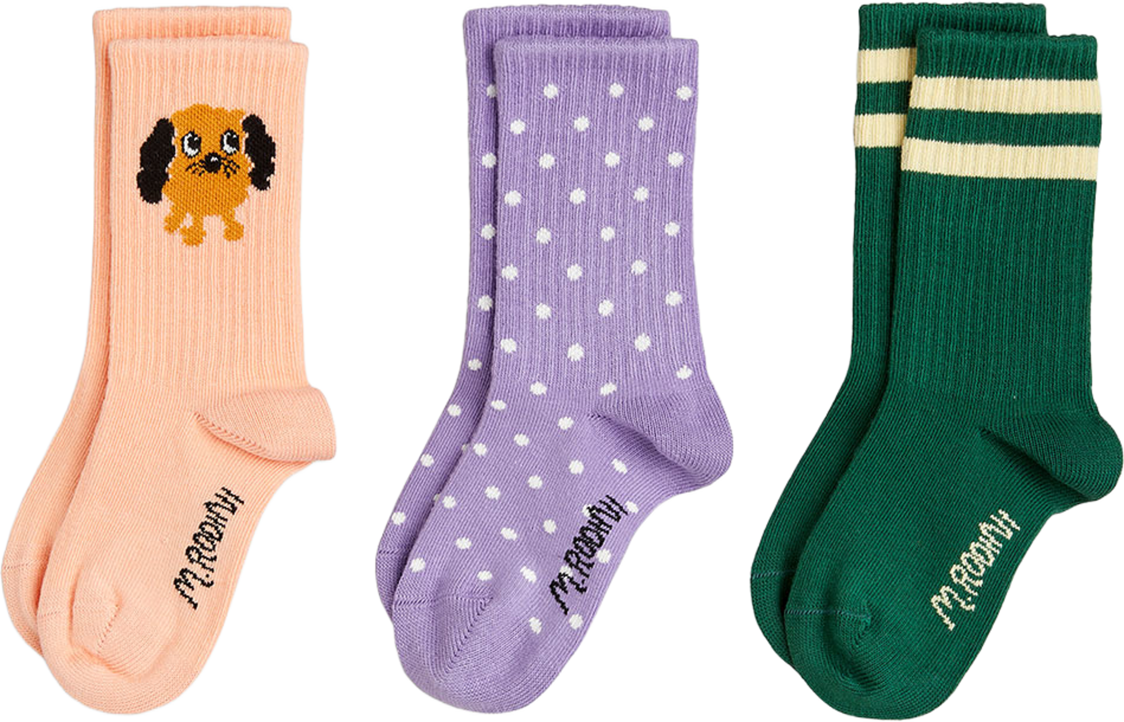 Doggie 3-pack socks, från Mini Rodini, i färgen Multi. Klicka för att öppna bilden i stort format