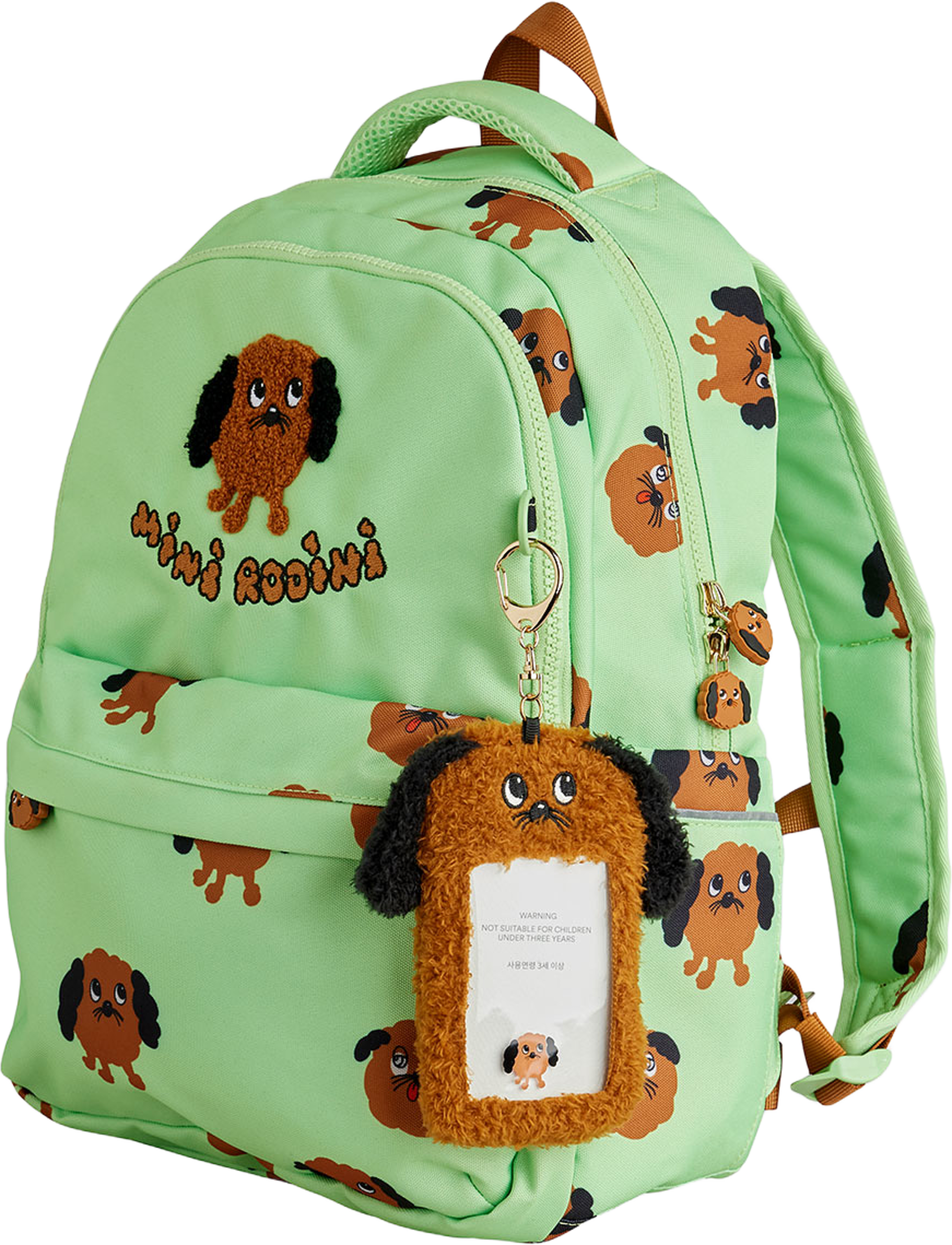 Doggies aop school aop backpack, från Mini Rodini, i färgen Green. Klicka för att öppna bilden i stort format