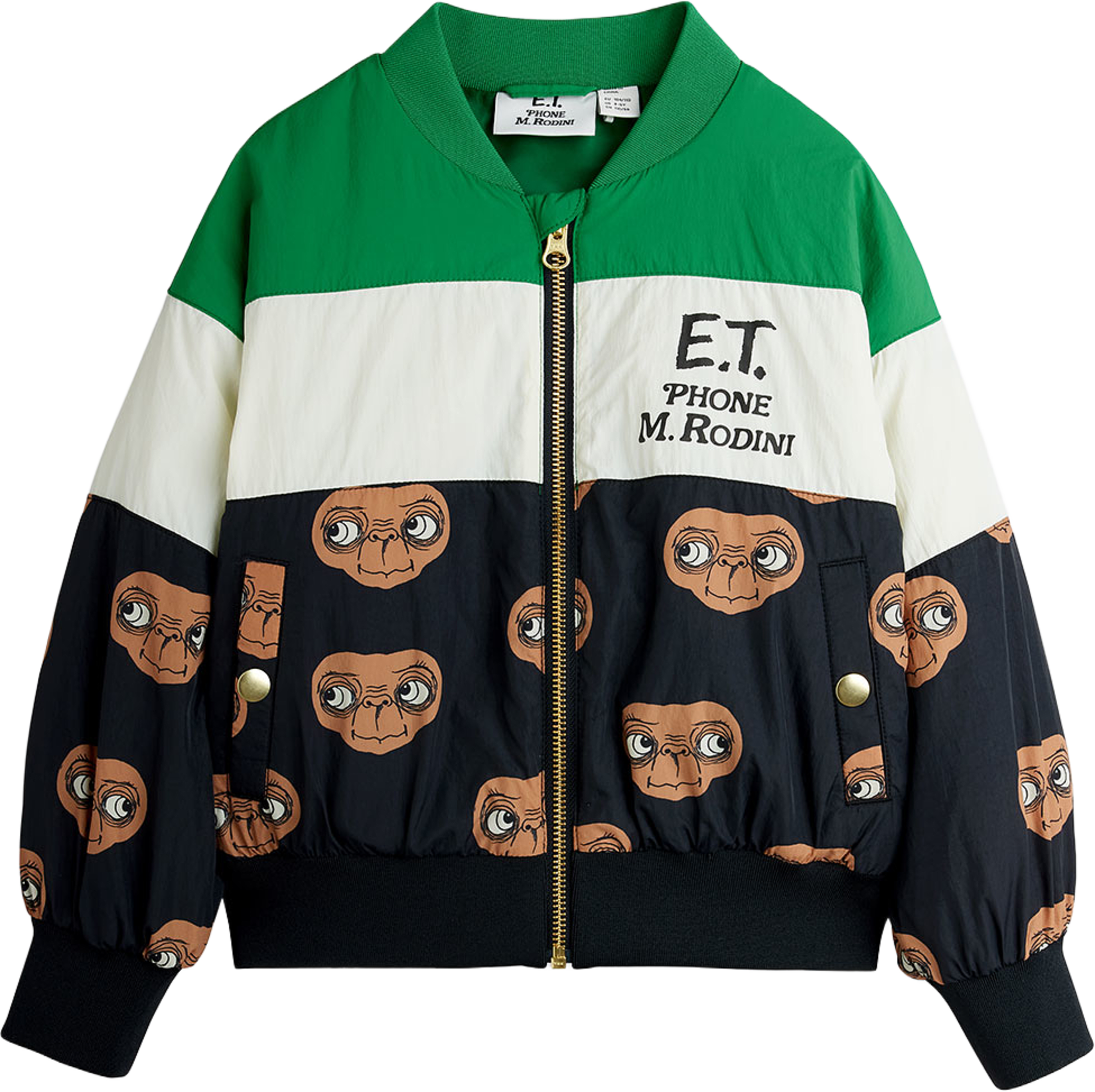 E.T. baseball jacket, från Mini Rodini, i färgen Green. Klicka för att öppna bilden i stort format