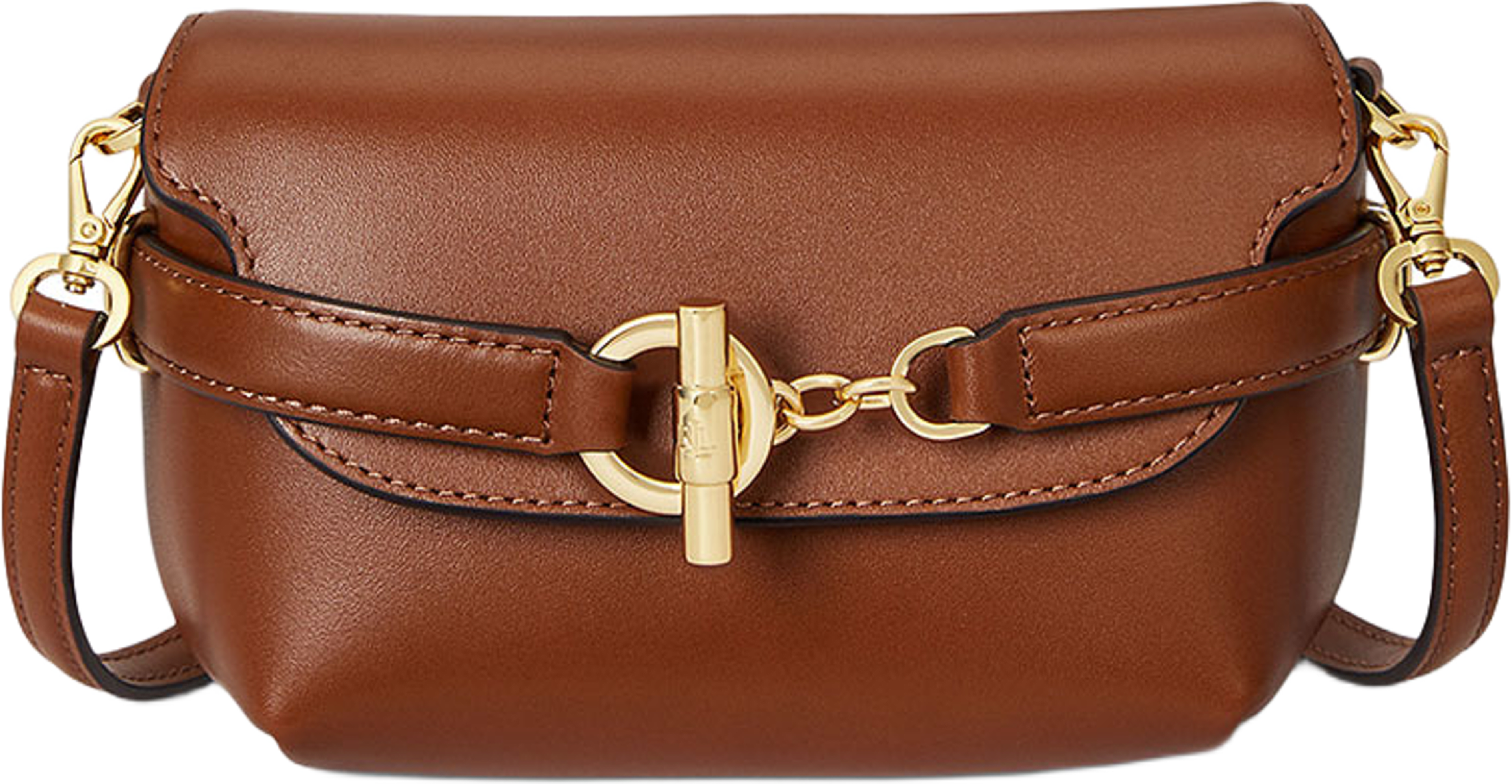 Leather Small Blaike Crossbody Bag, från Lauren Ralph Lauren, i färgen Lauren Tan. Klicka för att öppna bilden i stort format