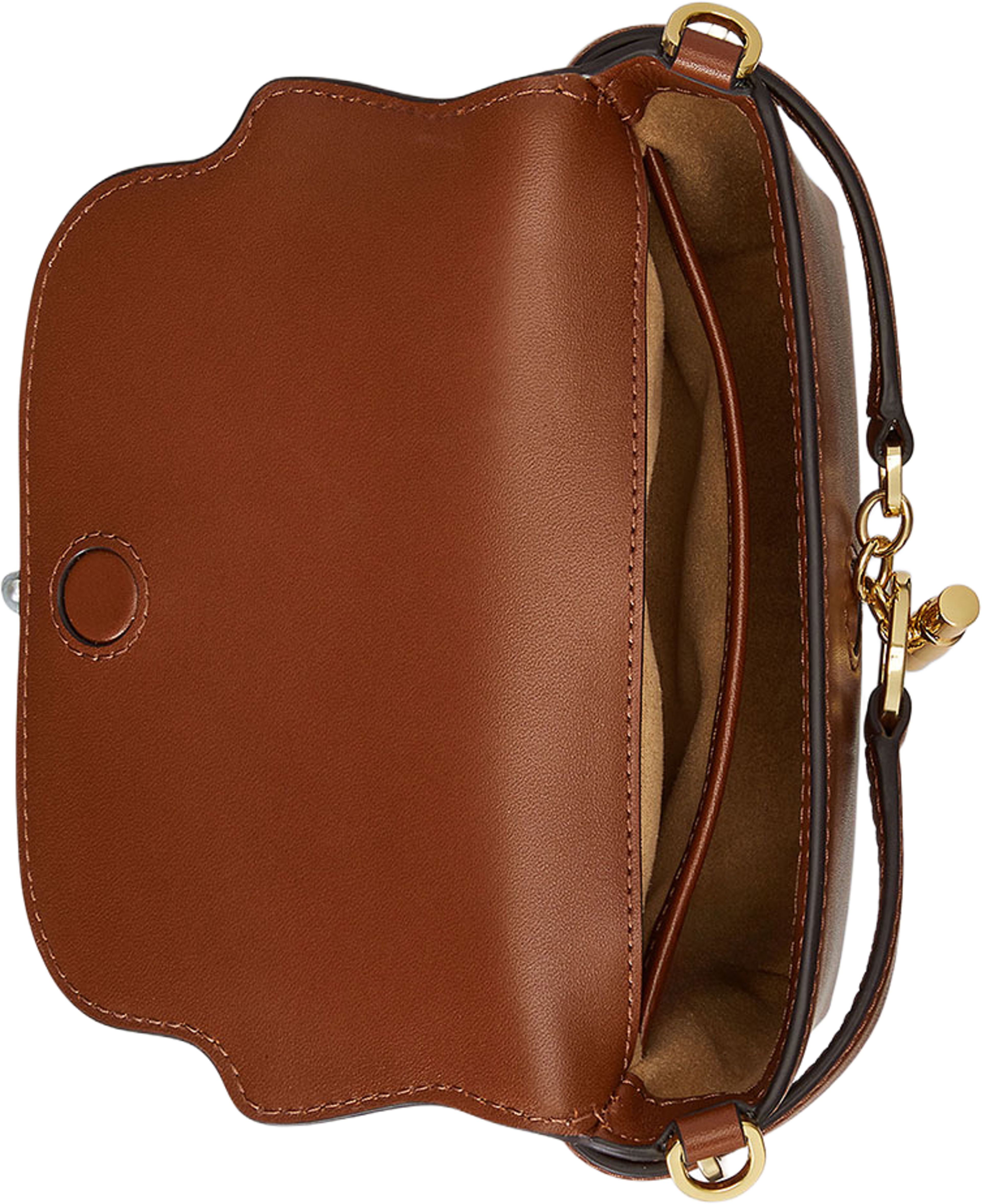 Leather Small Blaike Crossbody Bag, från Lauren Ralph Lauren, i färgen Lauren Tan. Klicka för att öppna bilden i stort format