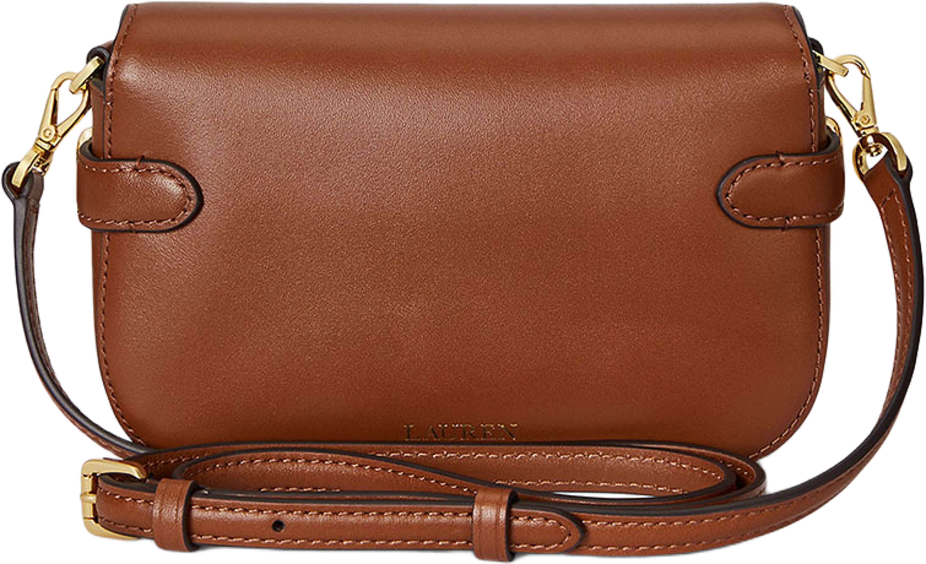 Leather Small Blaike Crossbody Bag, från Lauren Ralph Lauren, i färgen Lauren Tan. Klicka för att öppna bilden i stort format