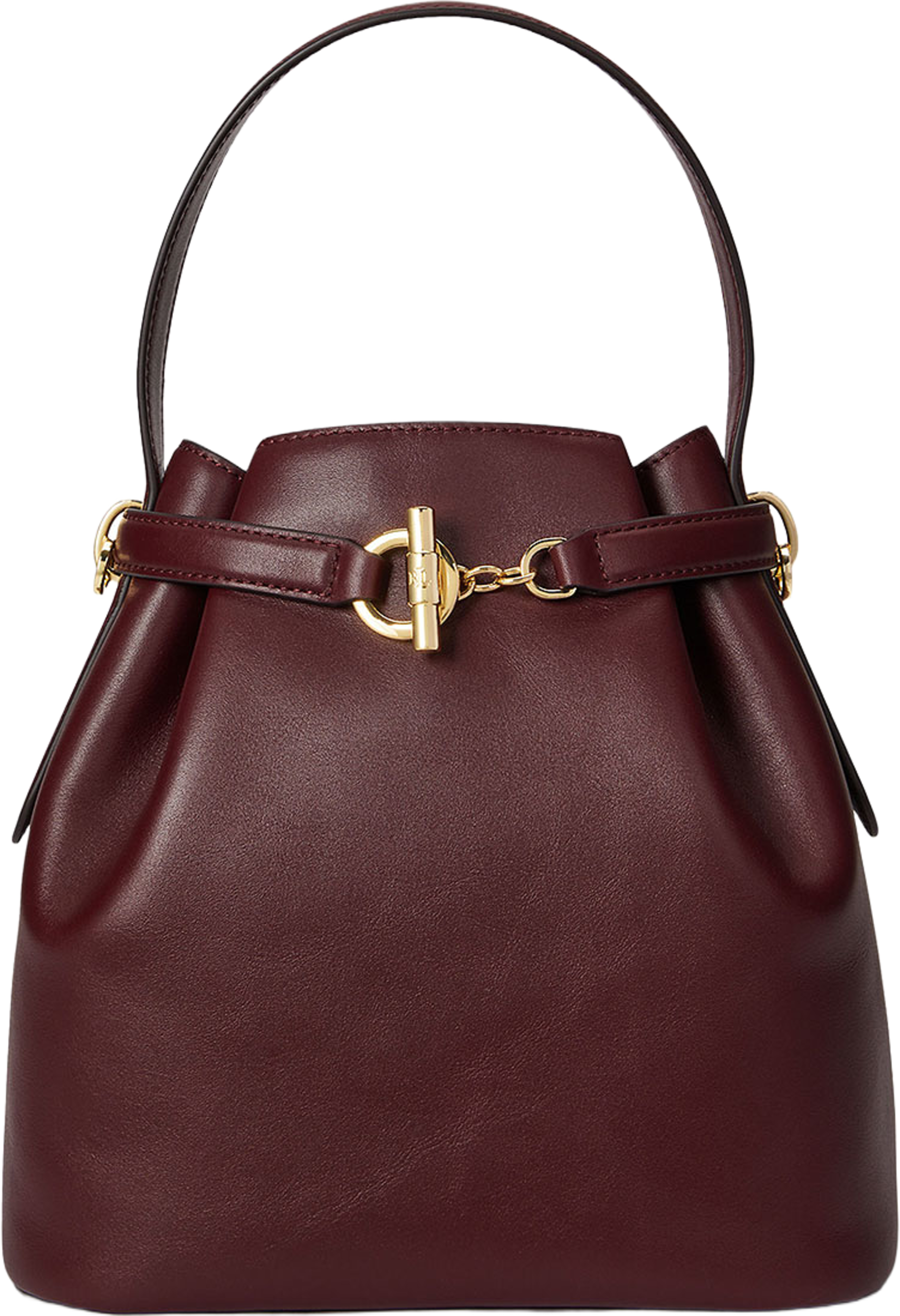 Leather Medium Blaike Bucket Bag, från Lauren Ralph Lauren, i färgen Dark Garnet. Klicka för att öppna bilden i stort format