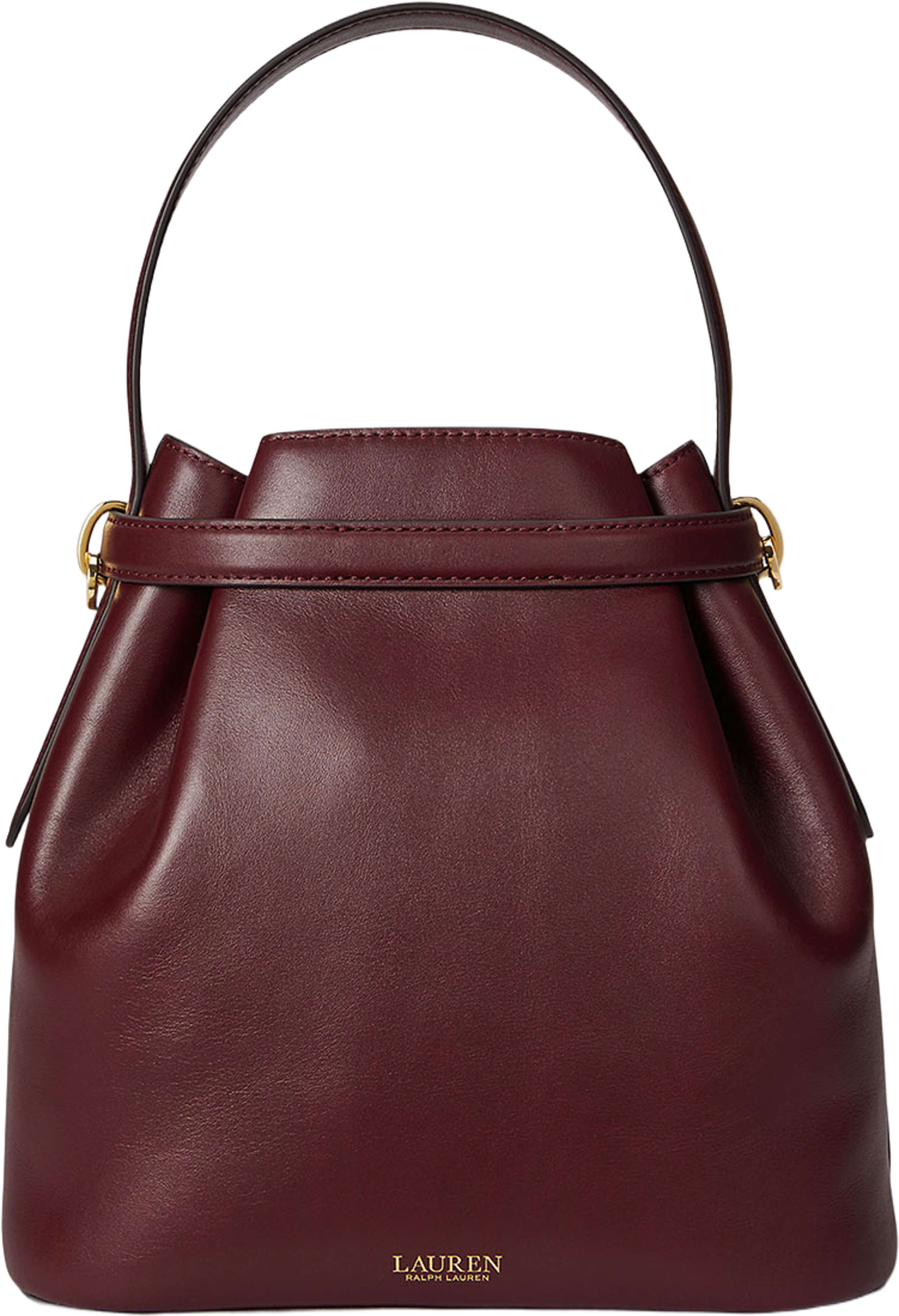 Leather Medium Blaike Bucket Bag, från Lauren Ralph Lauren, i färgen Dark Garnet. Klicka för att öppna bilden i stort format