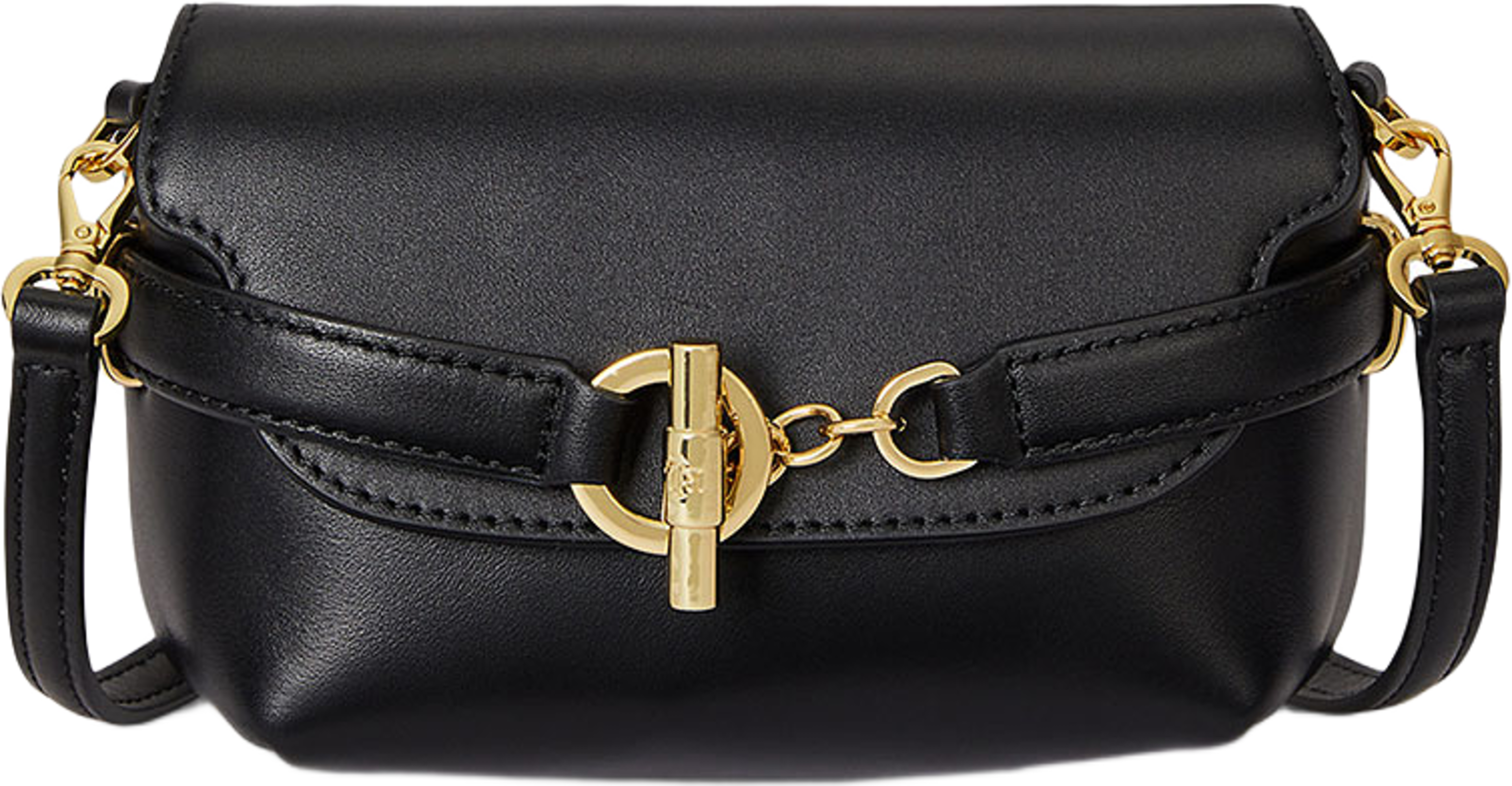 Leather Small Blaike Crossbody Bag, från Lauren Ralph Lauren, i färgen Black. Klicka för att öppna bilden i stort format