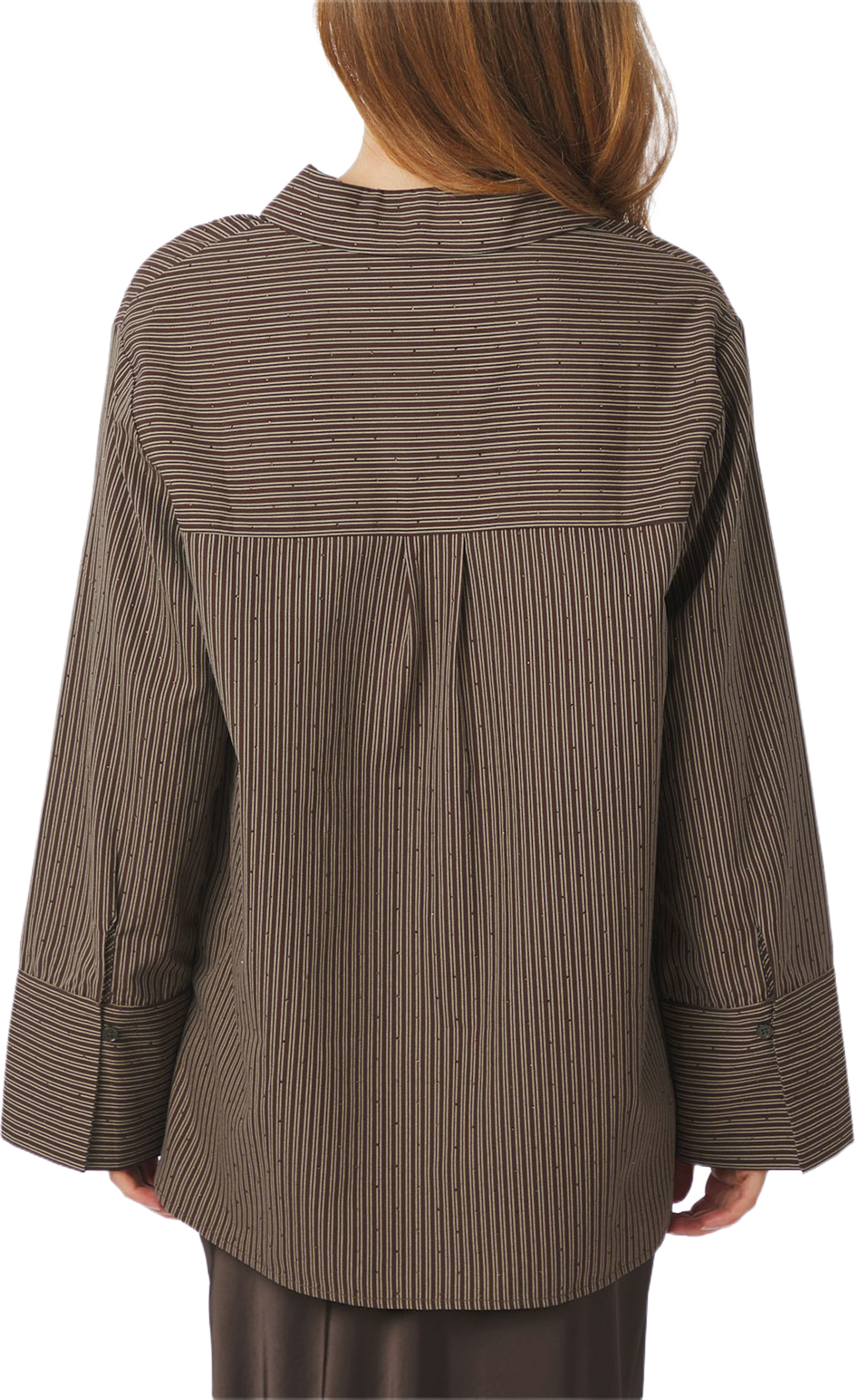 Dita Striped Line Shirt, från Neo Noir, i färgen Dark Brown. Klicka för att öppna bilden i stort format