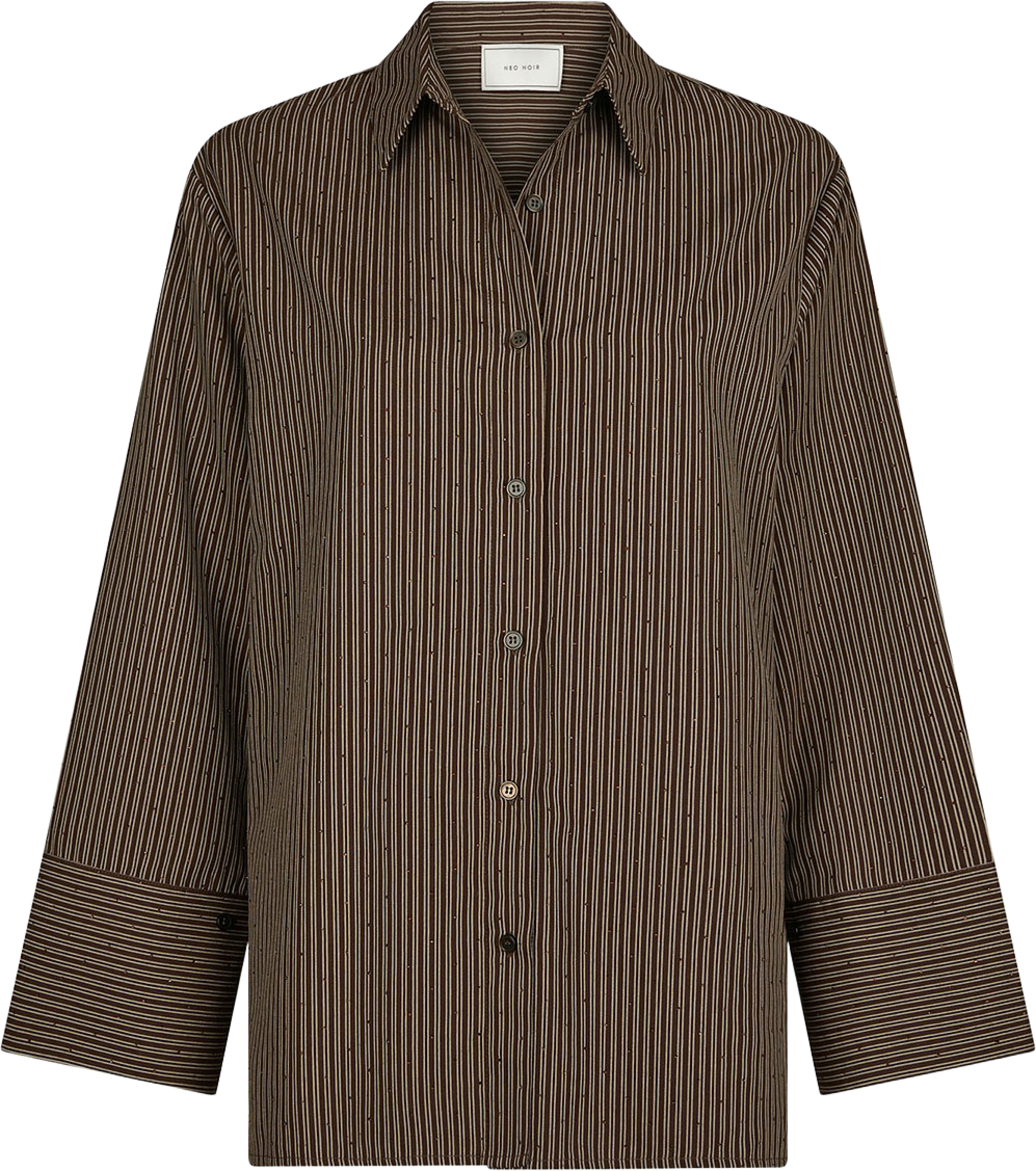 Dita Striped Line Shirt, från Neo Noir, i färgen Dark Brown. Klicka för att öppna bilden i stort format