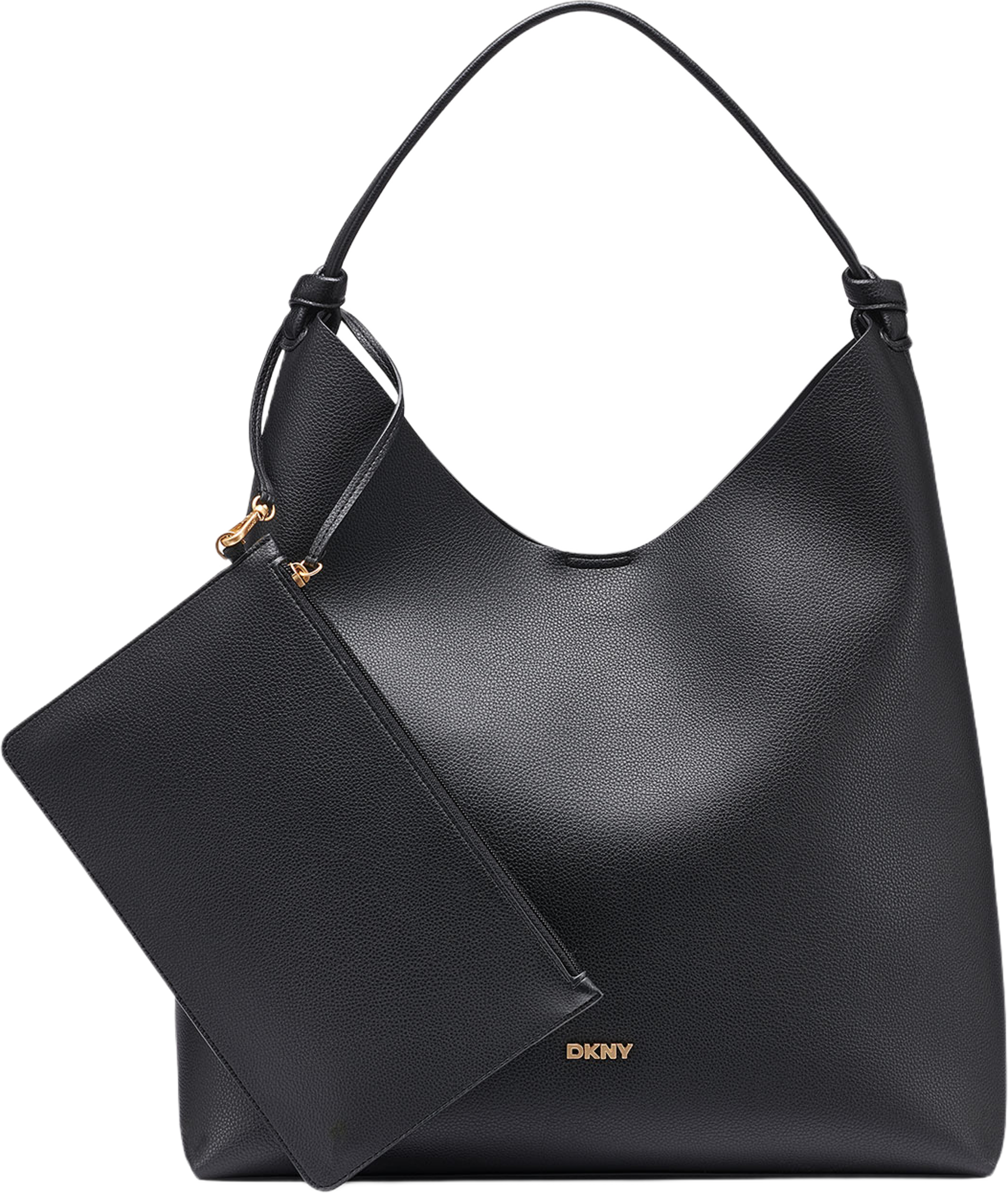 Handbag PAULA HOBO, från DKNY, i färgen Blk/Gold. Klicka för att öppna bilden i stort format