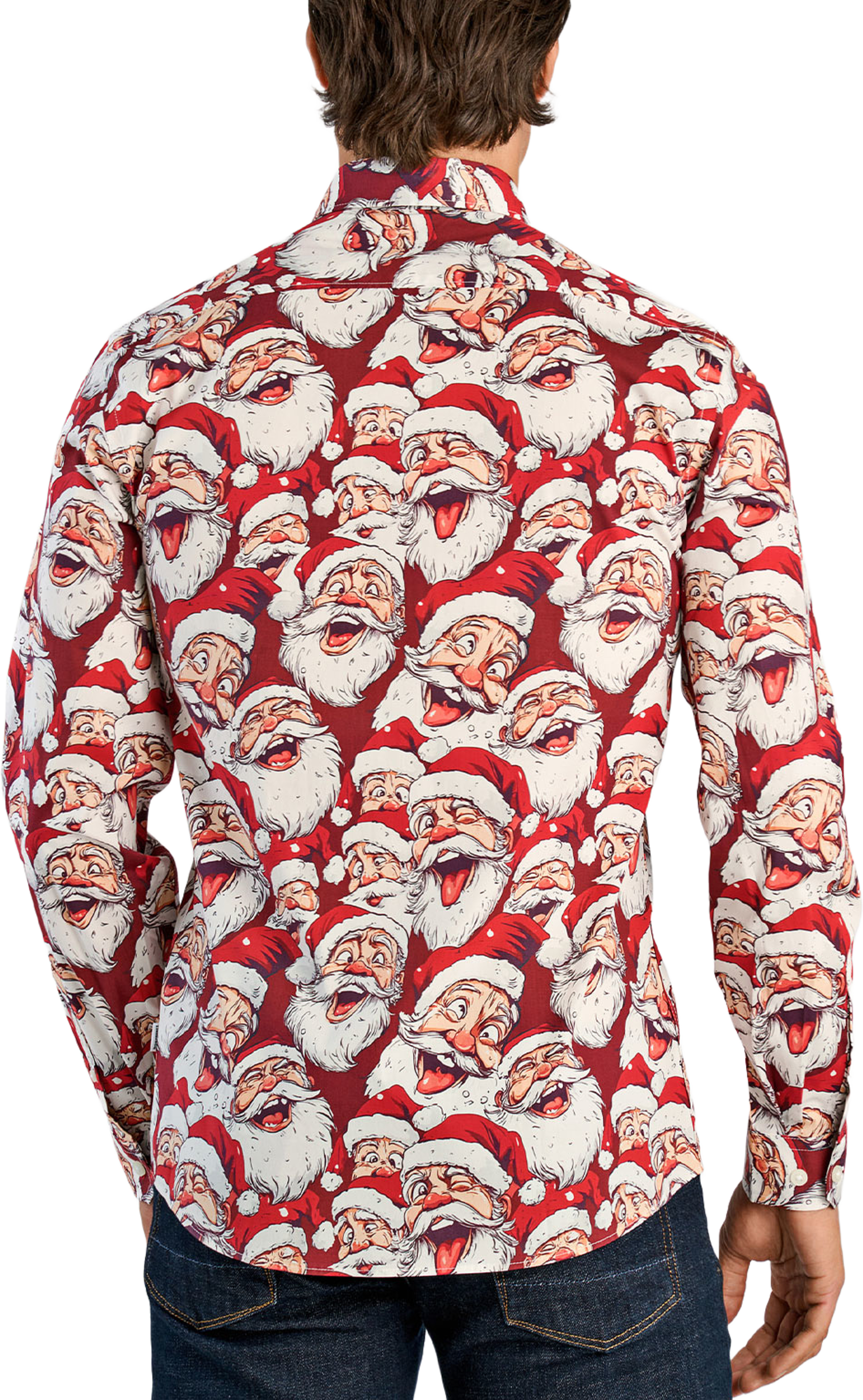 AOP Christmas Shirt L/S, från Lindbergh, i färgen Red. Klicka för att öppna bilden i stort format