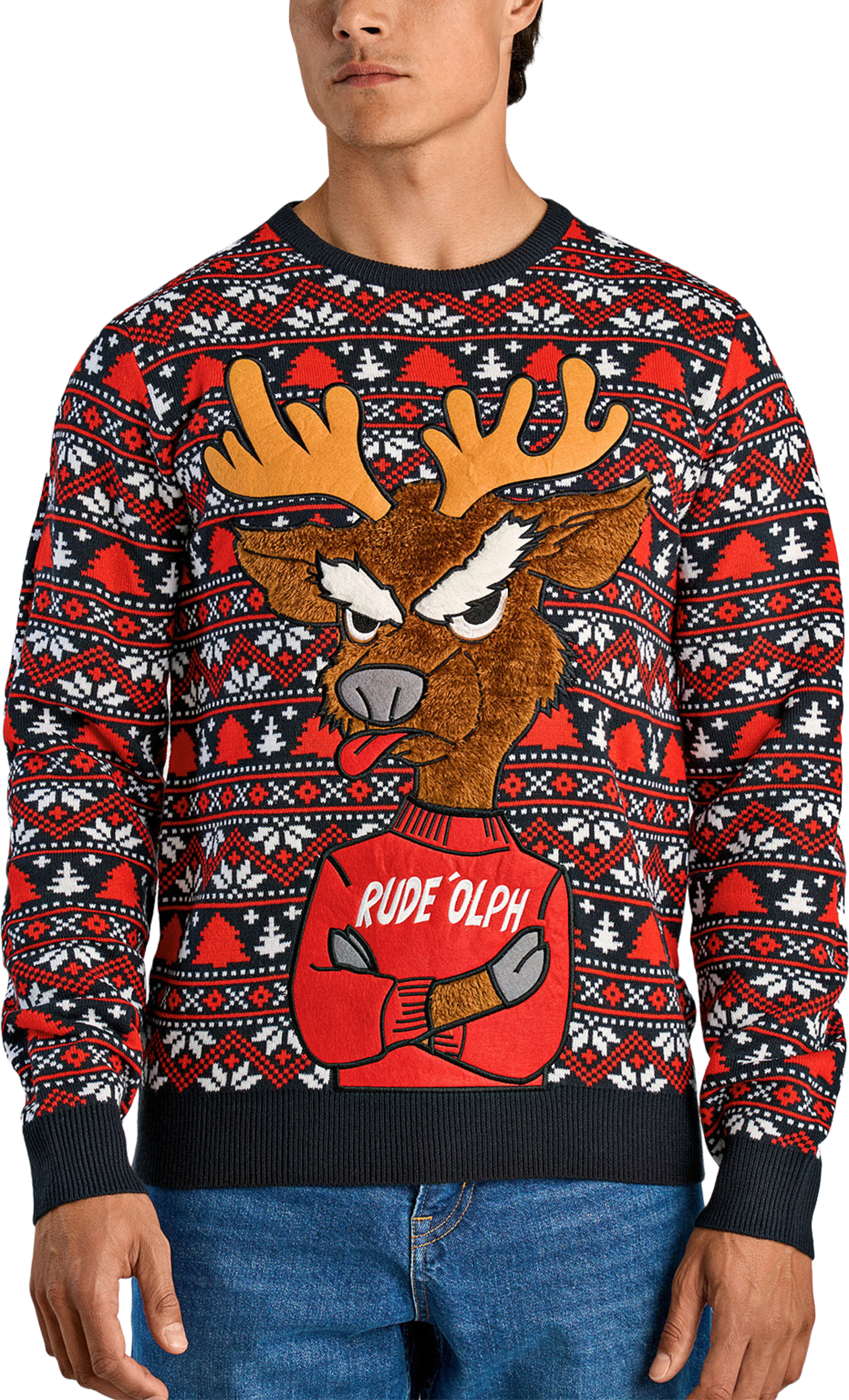 3D Xmas knit Knit, från Lindbergh, i färgen Navy. Klicka för att öppna bilden i stort format