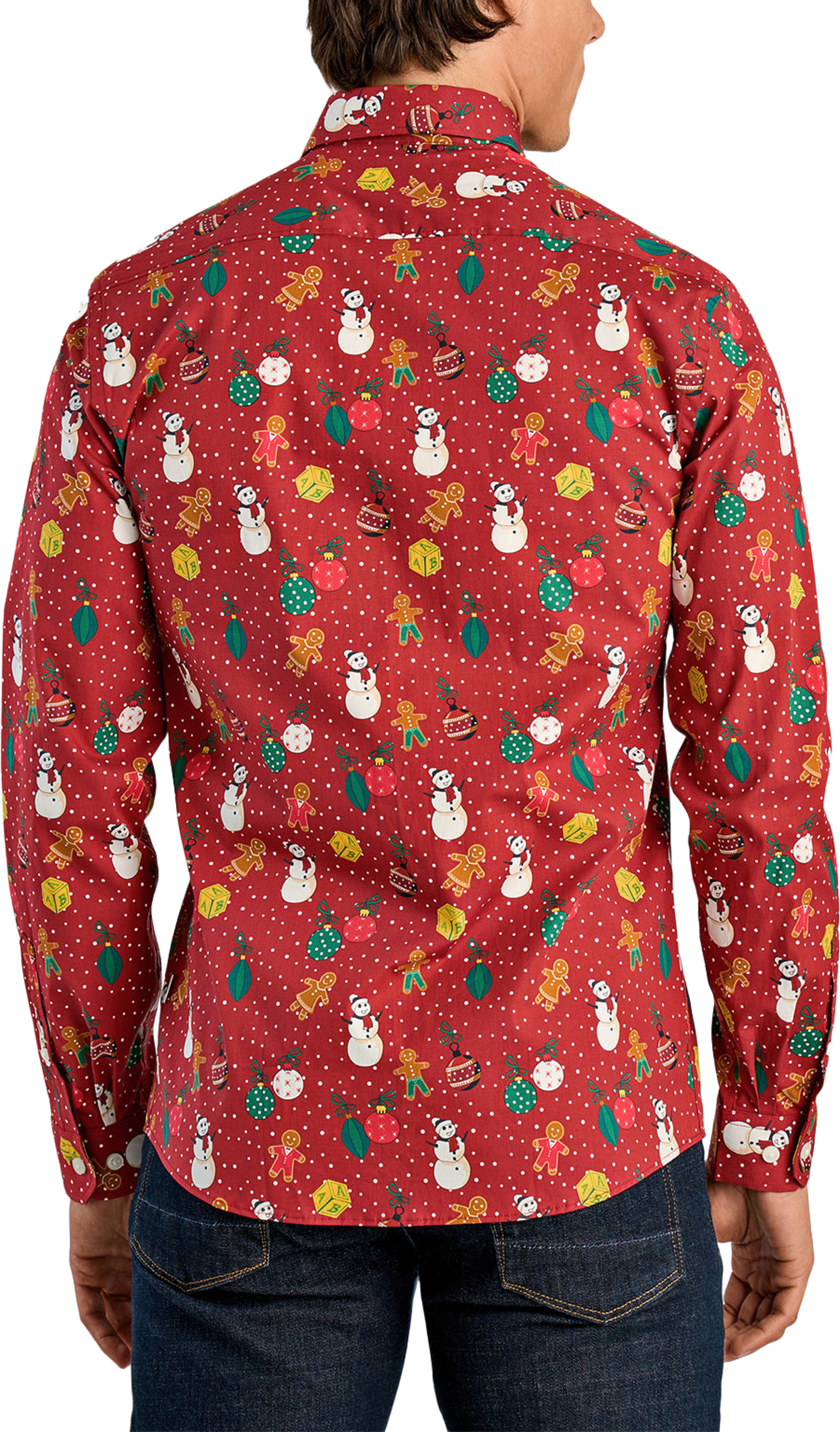 AOP Christmas Shirt L/S, från Lindbergh, i färgen Red. Klicka för att öppna bilden i stort format