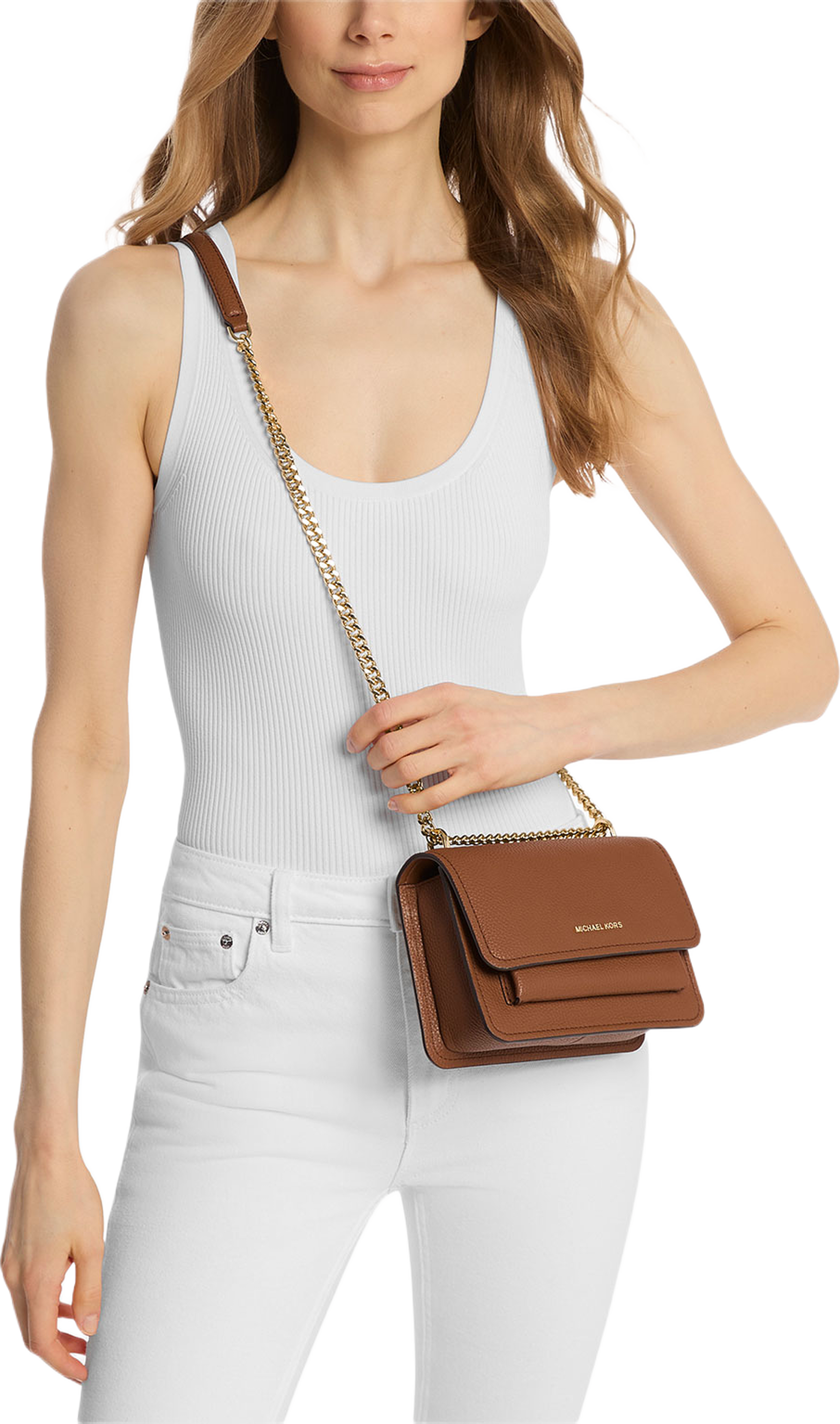 Claire Large Shoulder Bag, från Michael Kors, i färgen Luggage. Klicka för att öppna bilden i stort format