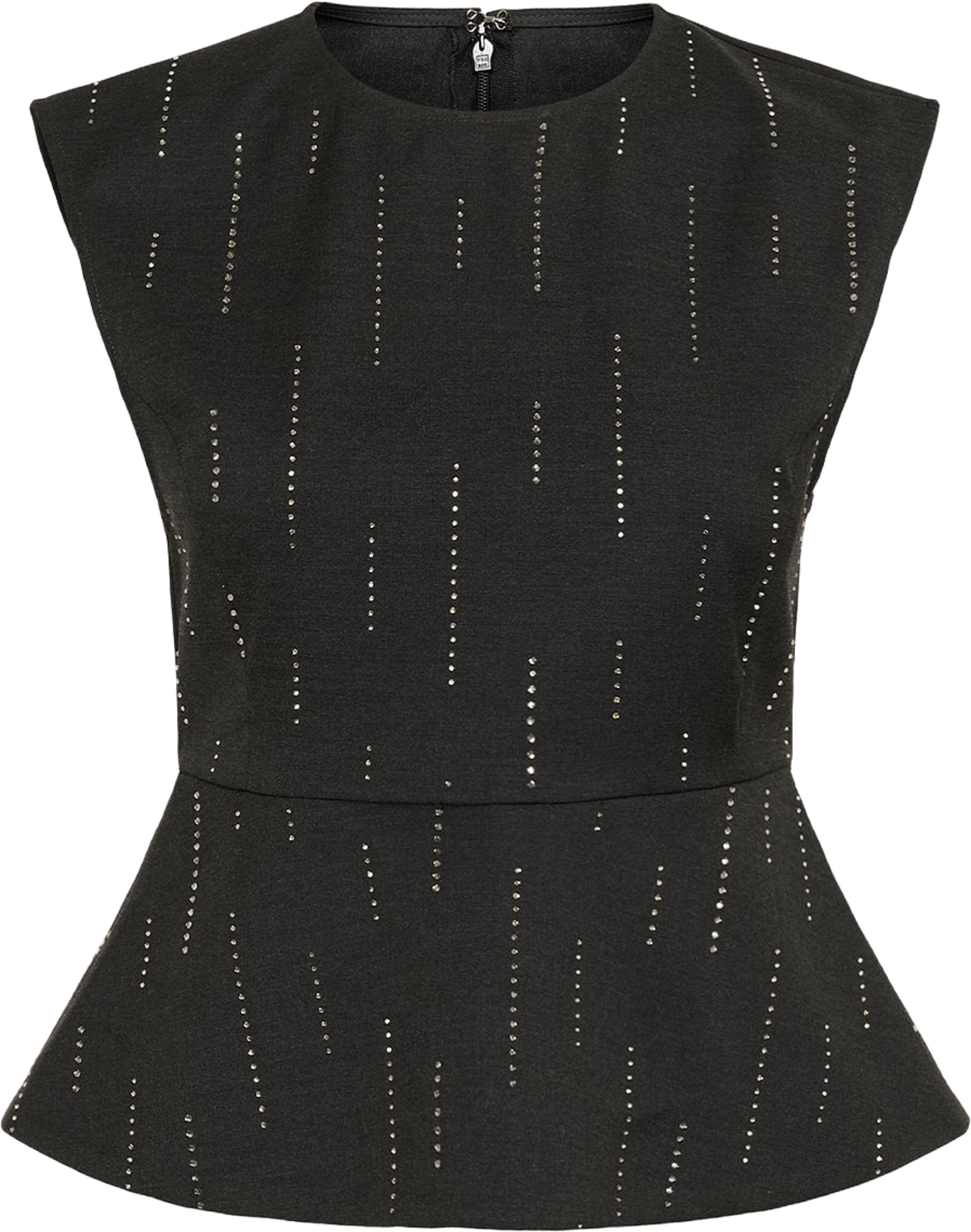 Adira Peplum Top, från Gestuz, i färgen Dark Grey Melange. Klicka för att öppna bilden i stort format