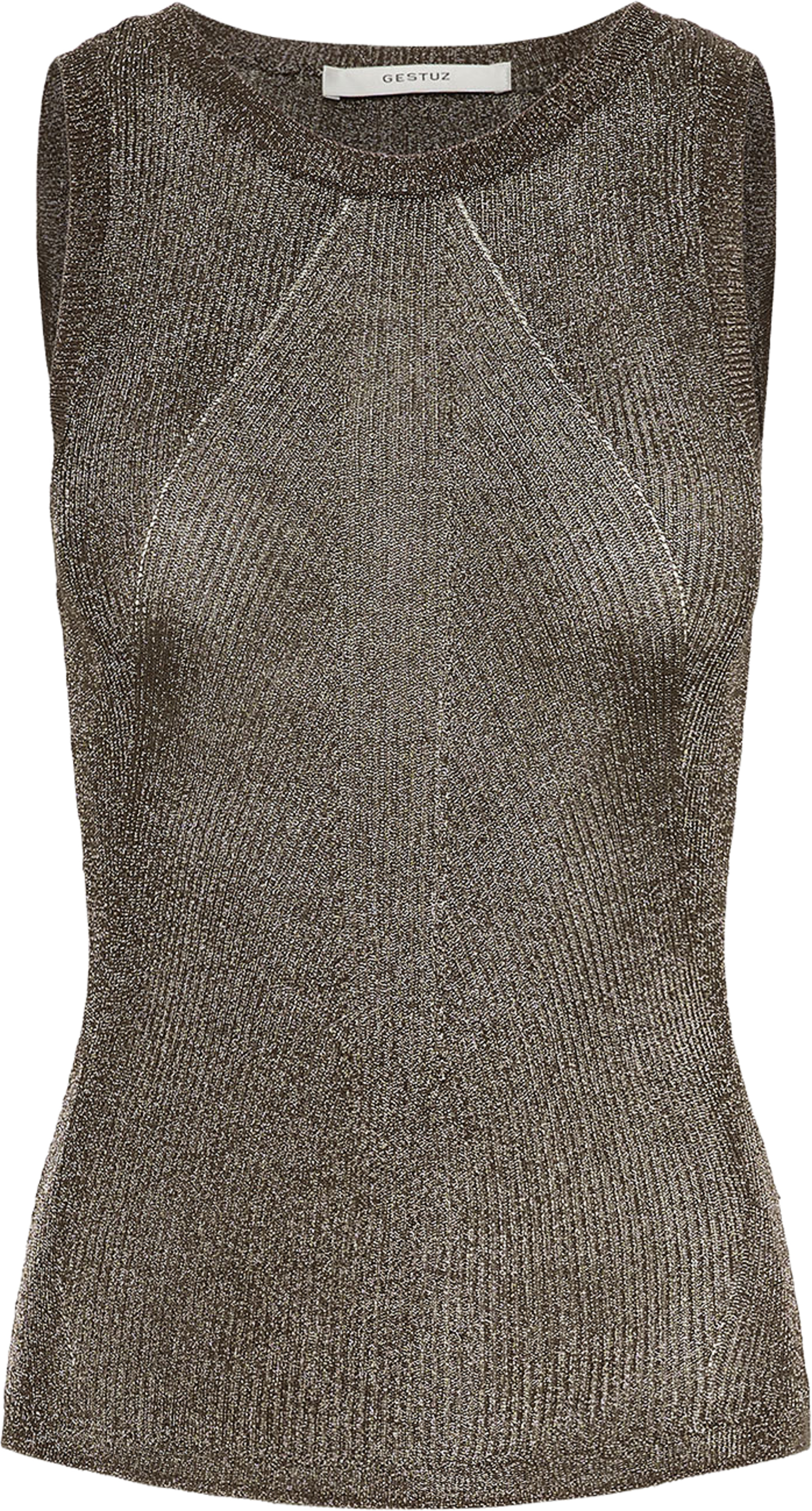 Silvi Tank Top, från Gestuz, i färgen Warm Grey Metallic. Klicka för att öppna bilden i stort format