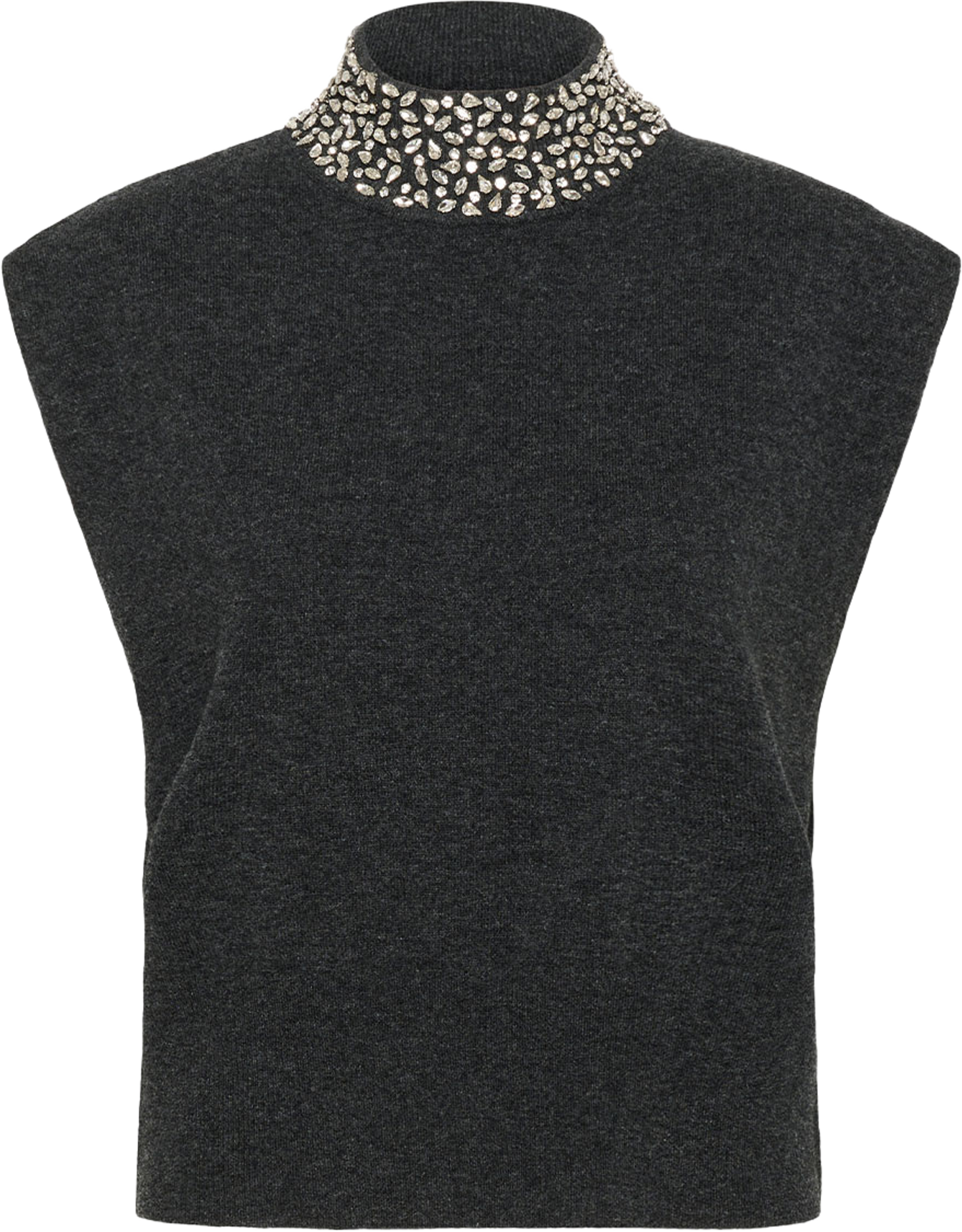 Manzi Deco Waistcoat Sweater, från Gestuz, i färgen Deep Graphite Melange. Klicka för att öppna bilden i stort format