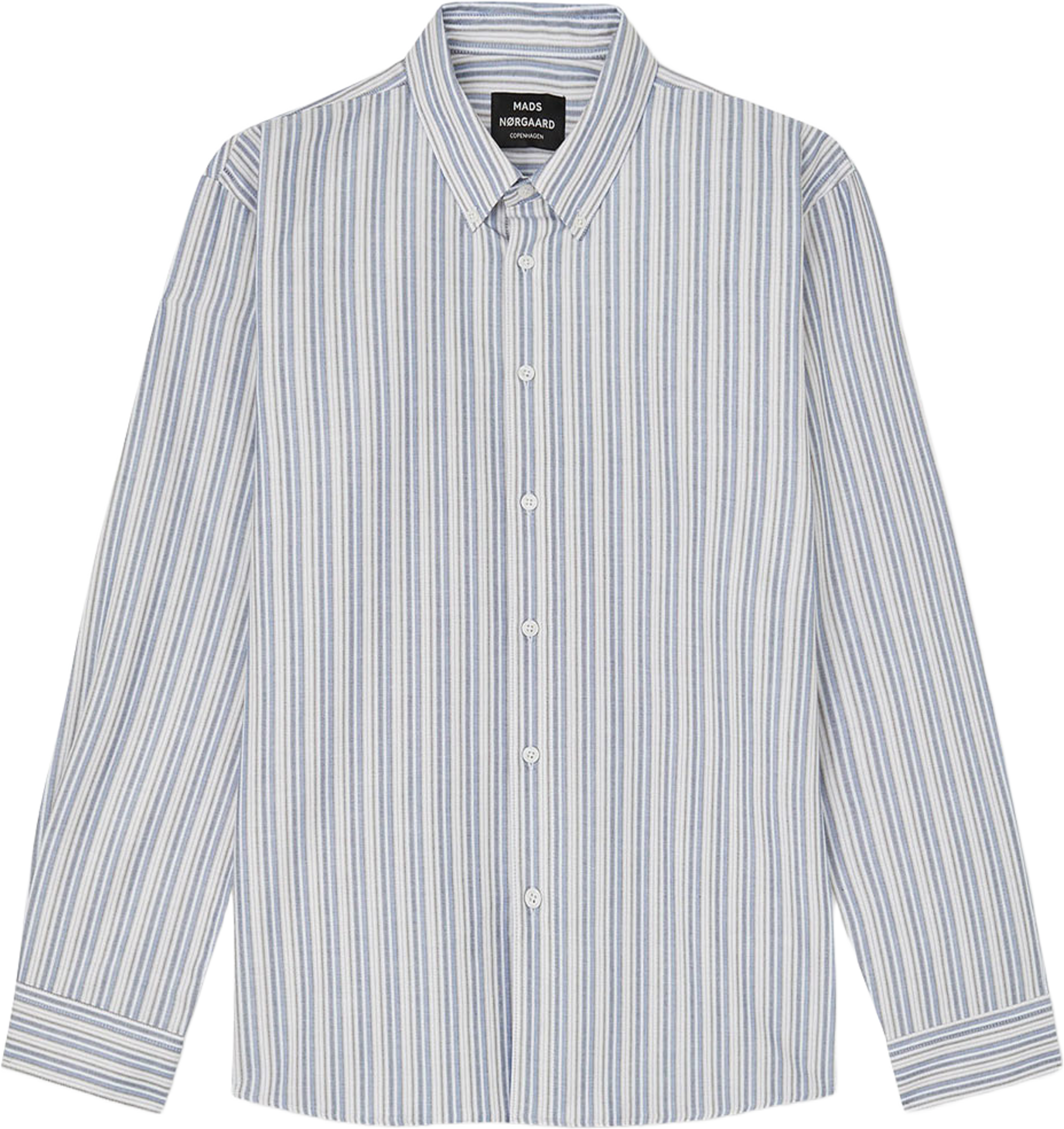 Cotton Oxford Sune Stripe Shirt BD FAV, från Mads Nørgaard, i färgen Bright Cobalt. Klicka för att öppna bilden i stort format
