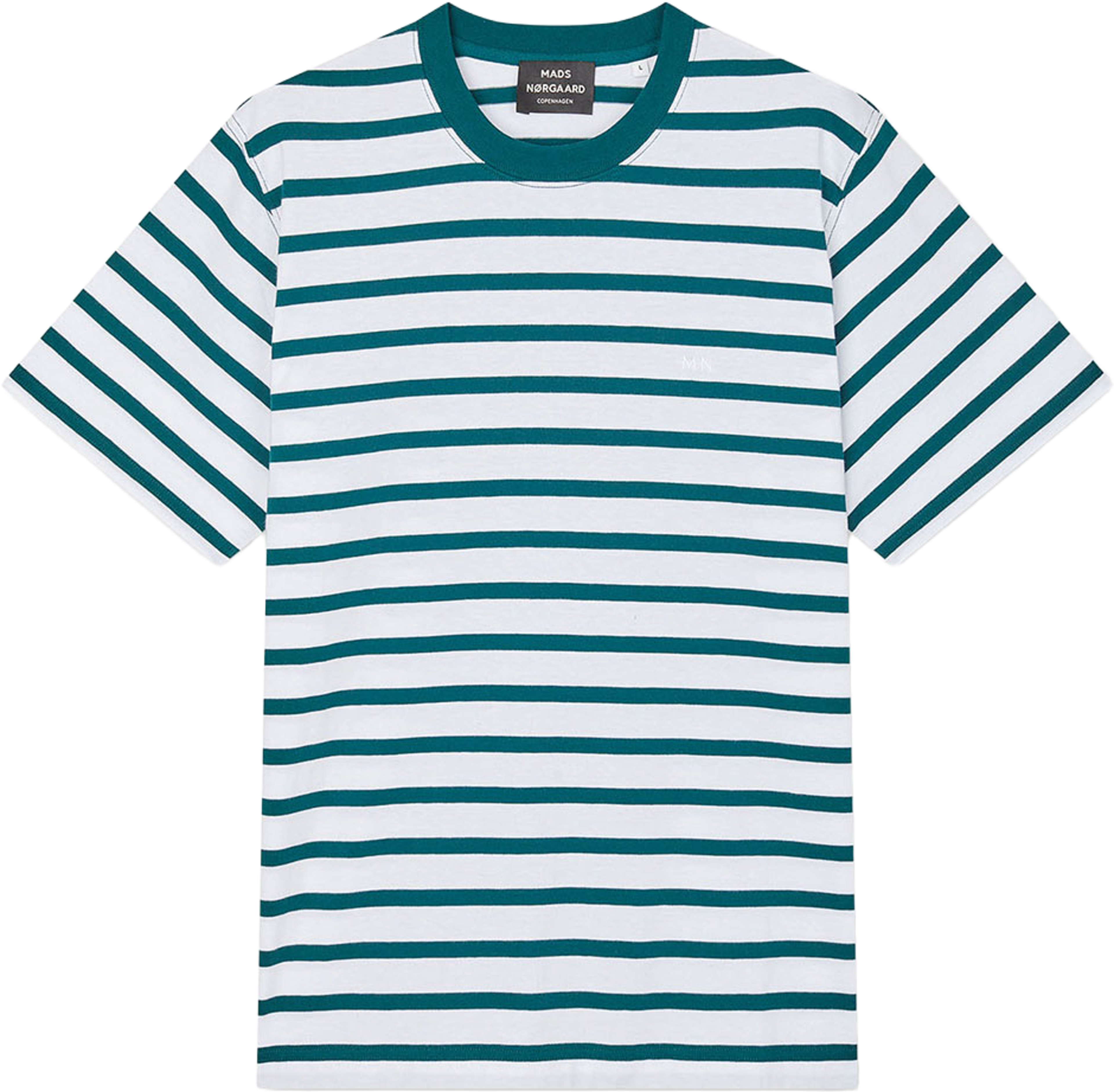 Cotton Jersey Stripe Frode Tee, från Mads Nørgaard, i färgen Deep Sea/White. Klicka för att öppna bilden i stort format
