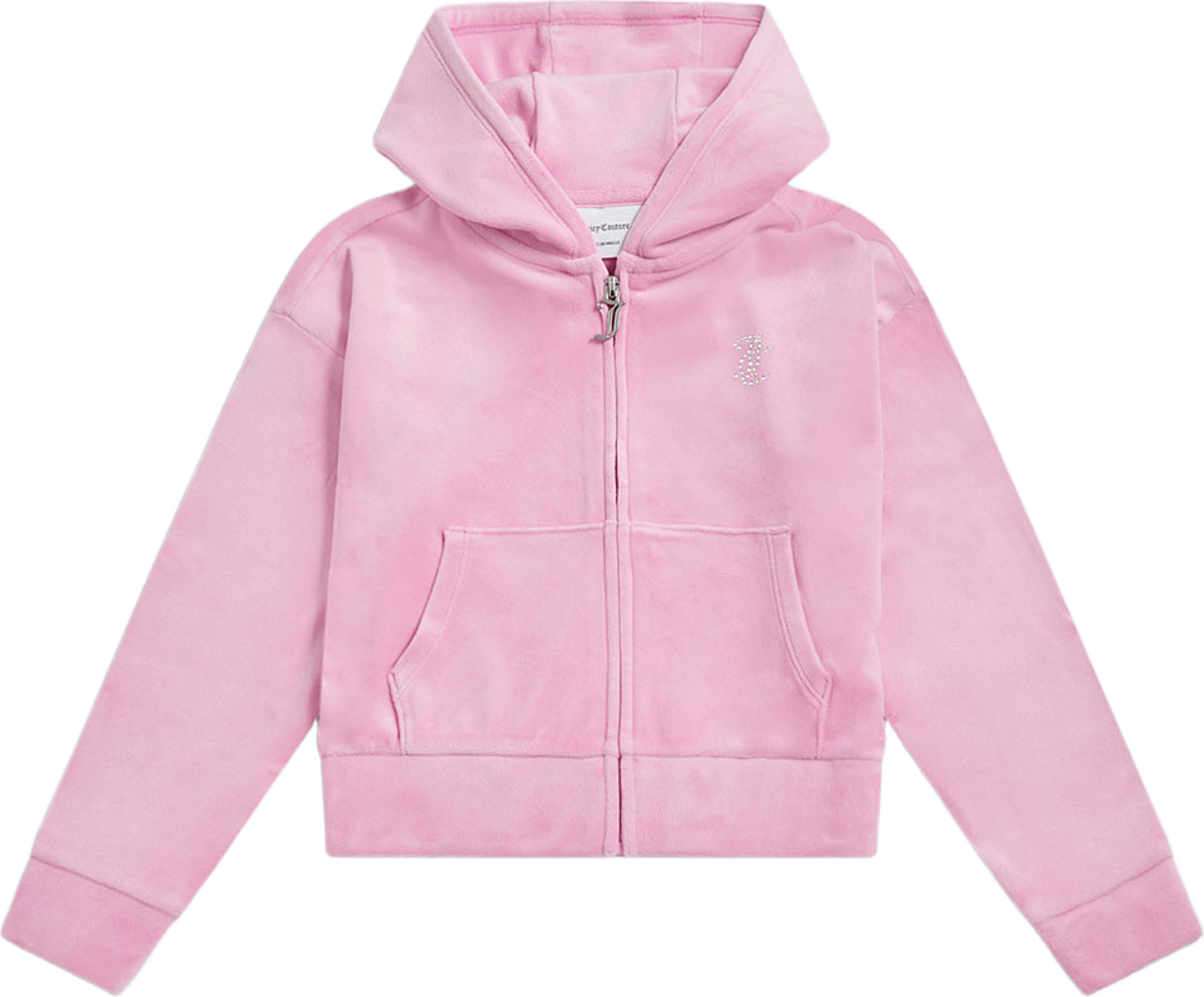 Cropped Velour Diamante Zip THRU, från Juicy Couture, i färgen Pinky Liac Chiffon. Klicka för att öppna bilden i stort format