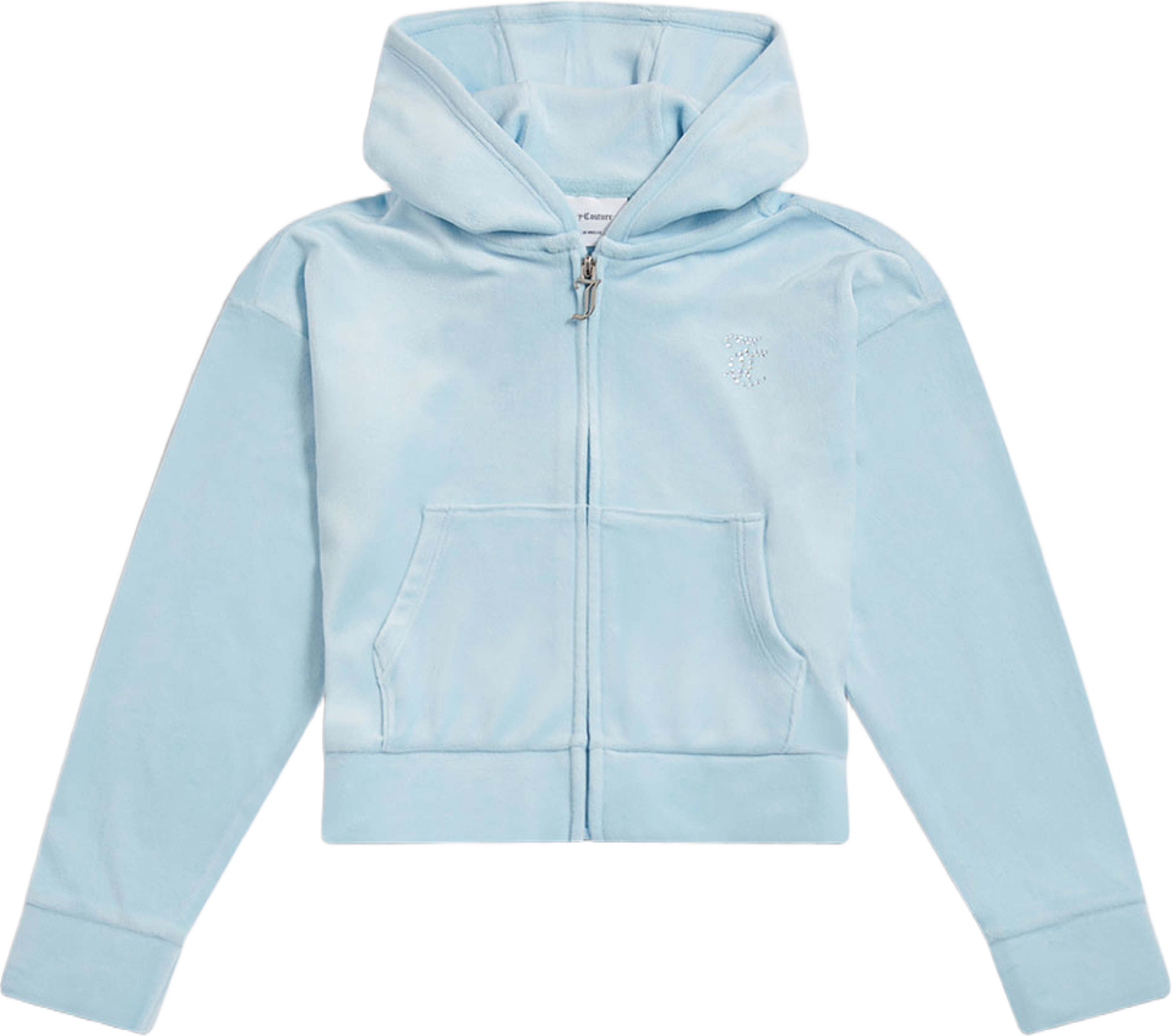 Cropped Velour Diamante Zip THRU, från Juicy Couture, i färgen Nantucket Breeze. Klicka för att öppna bilden i stort format