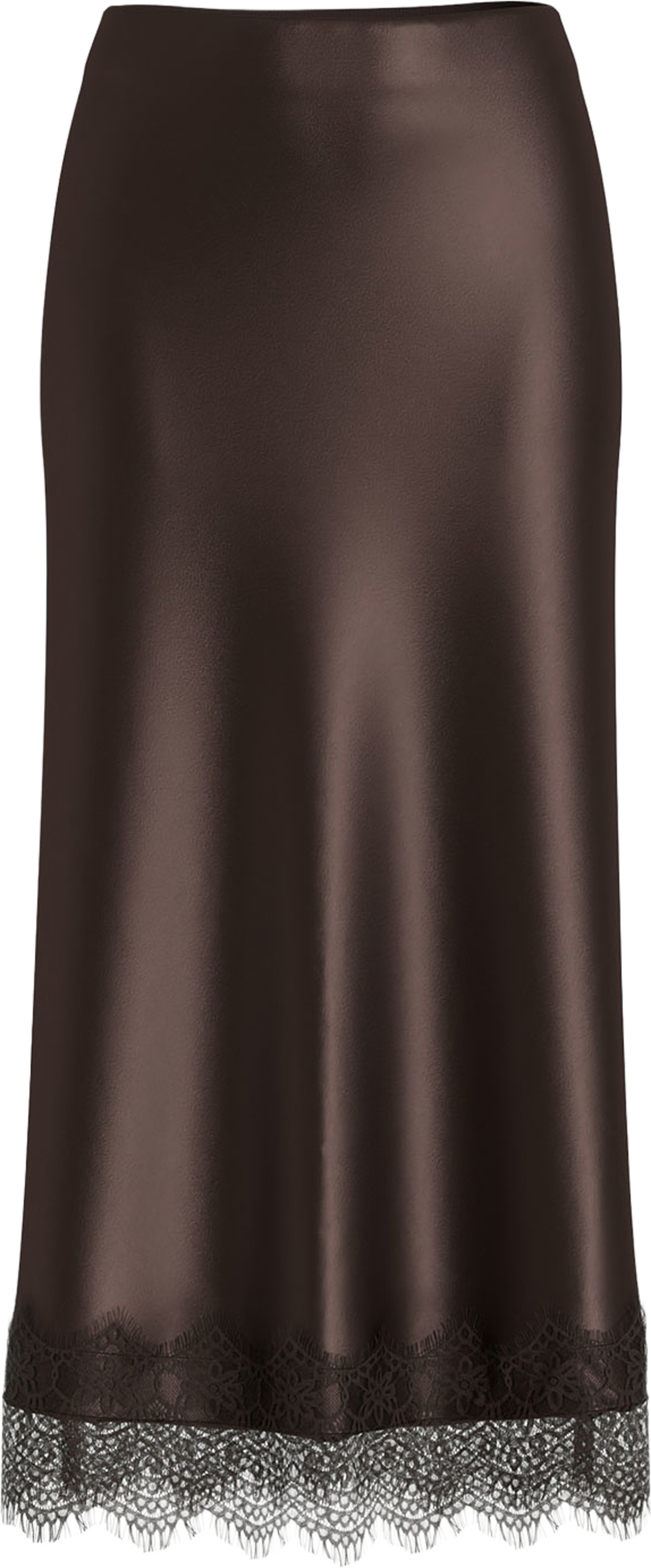 VIELLETTE Midikjol med spets, från Vila, i färgen Coffee Bean. Klicka för att öppna bilden i stort format