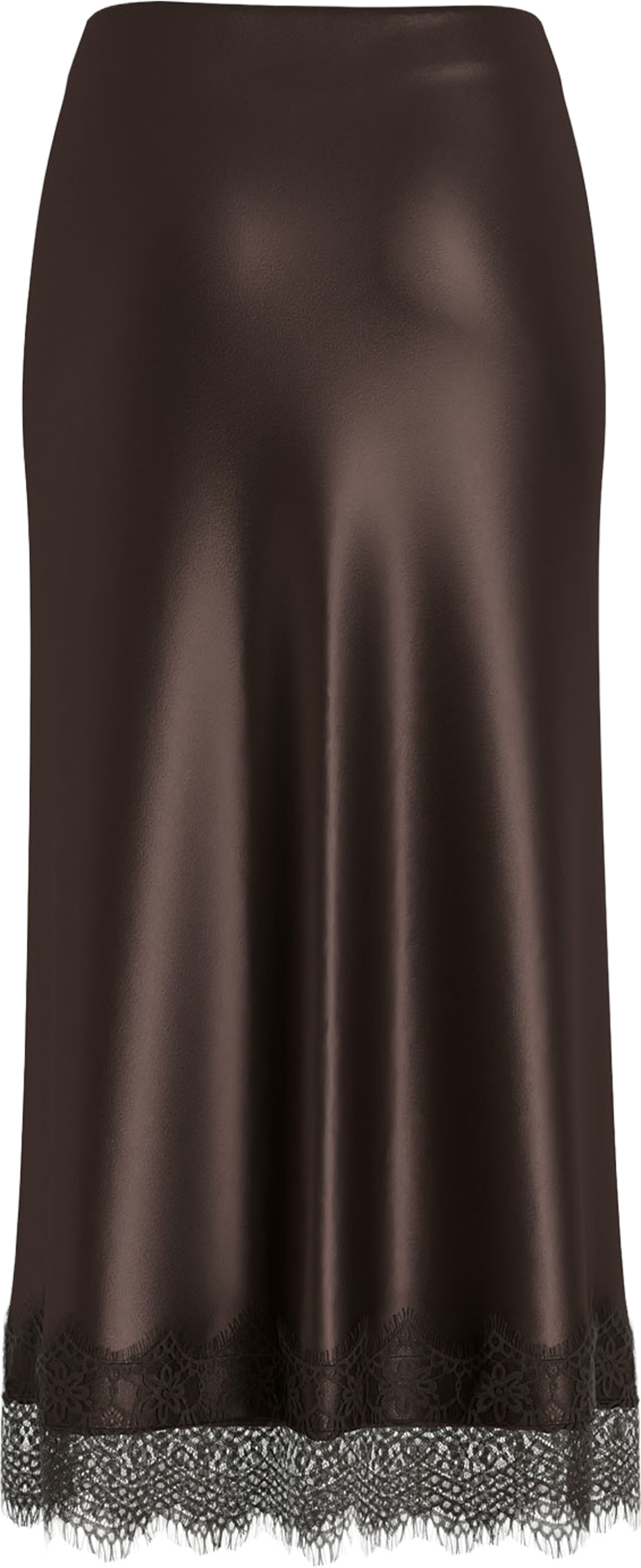 VIELLETTE Midikjol med spets, från Vila, i färgen Coffee Bean. Klicka för att öppna bilden i stort format