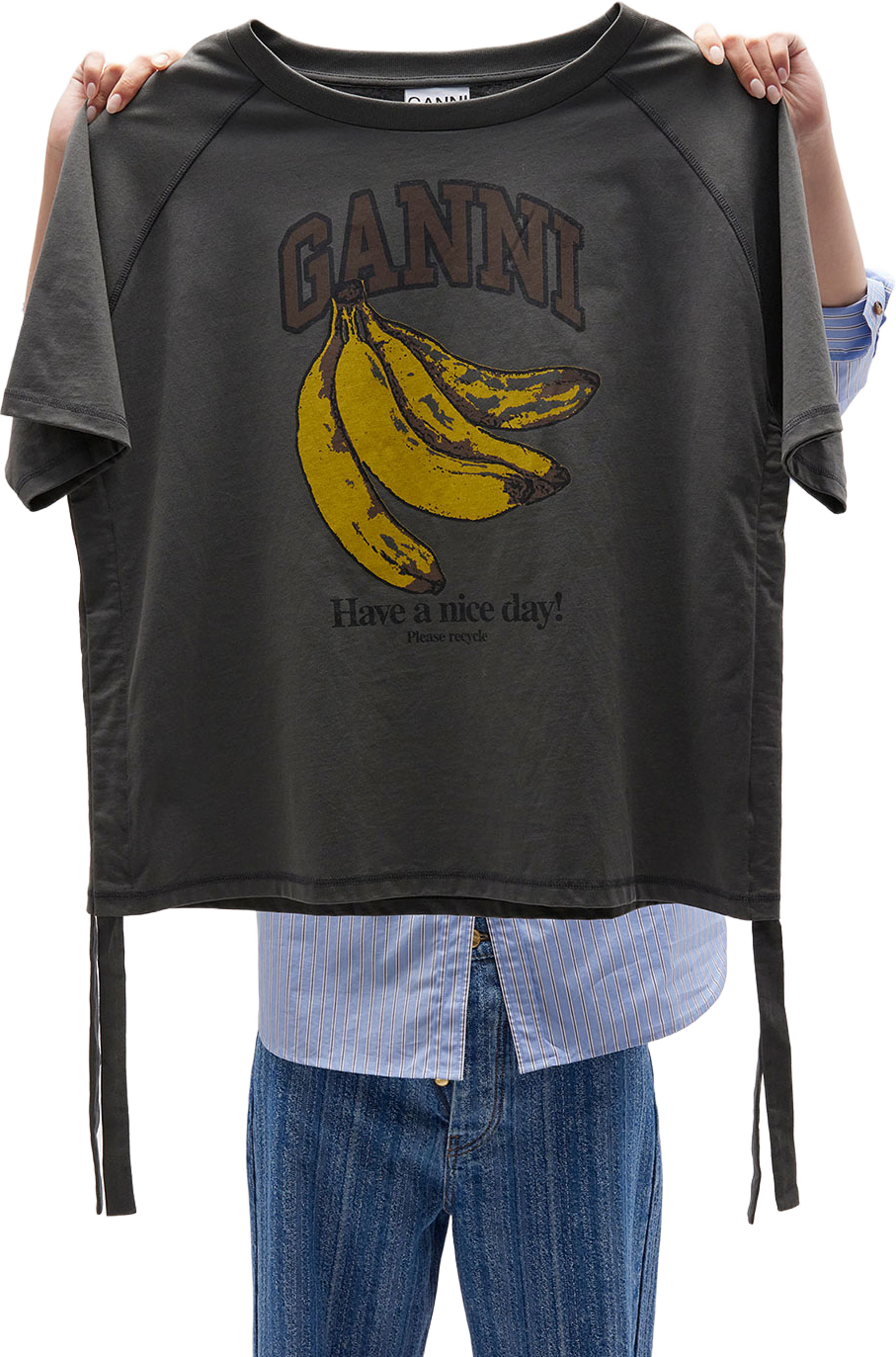 Future Heavy Jersey Raglan, från GANNI, i färgen Volcanic Ash. Klicka för att öppna bilden i stort format