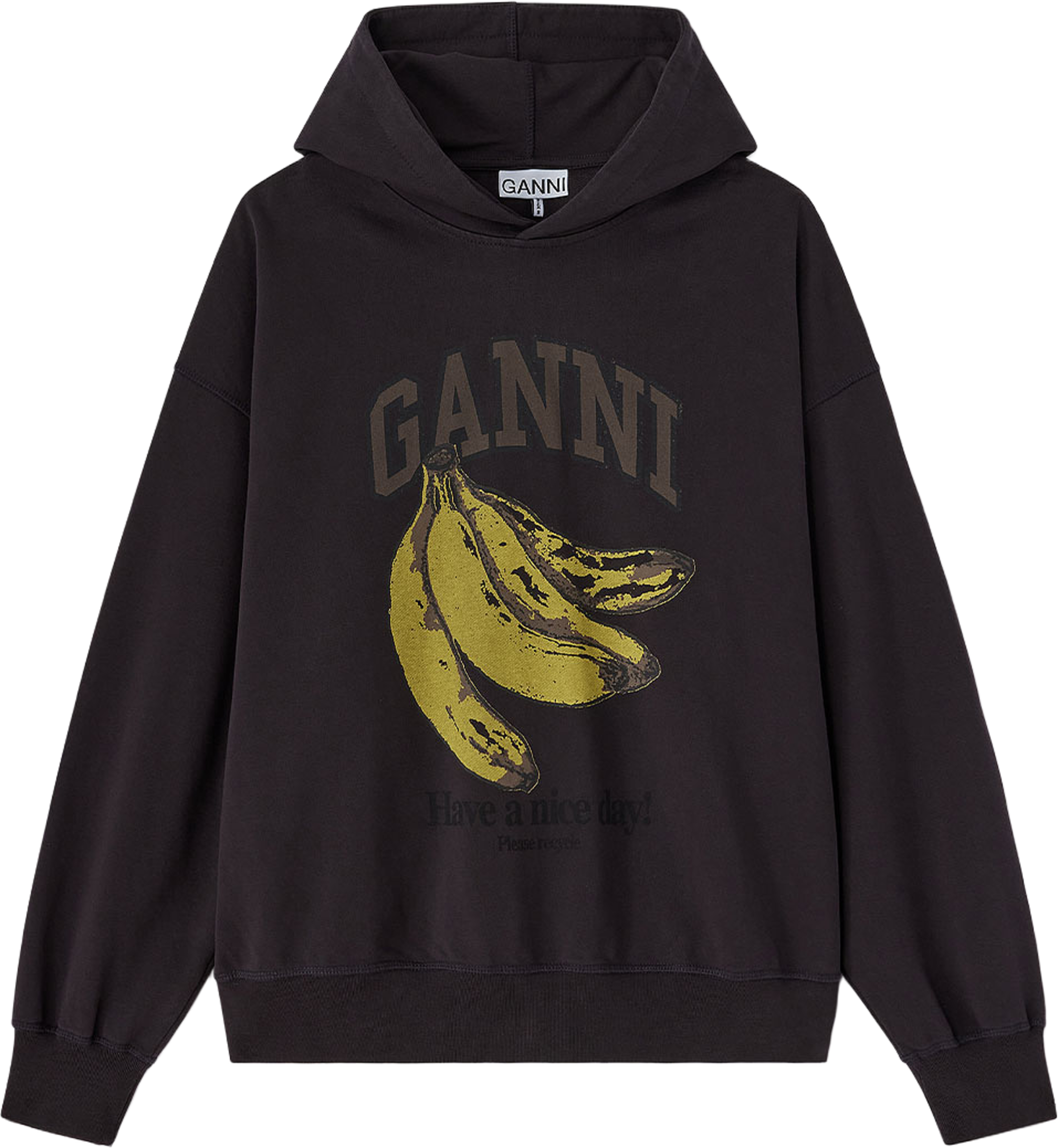 Isoli Hoodie Banana Print, från GANNI, i färgen Phantom. Klicka för att öppna bilden i stort format