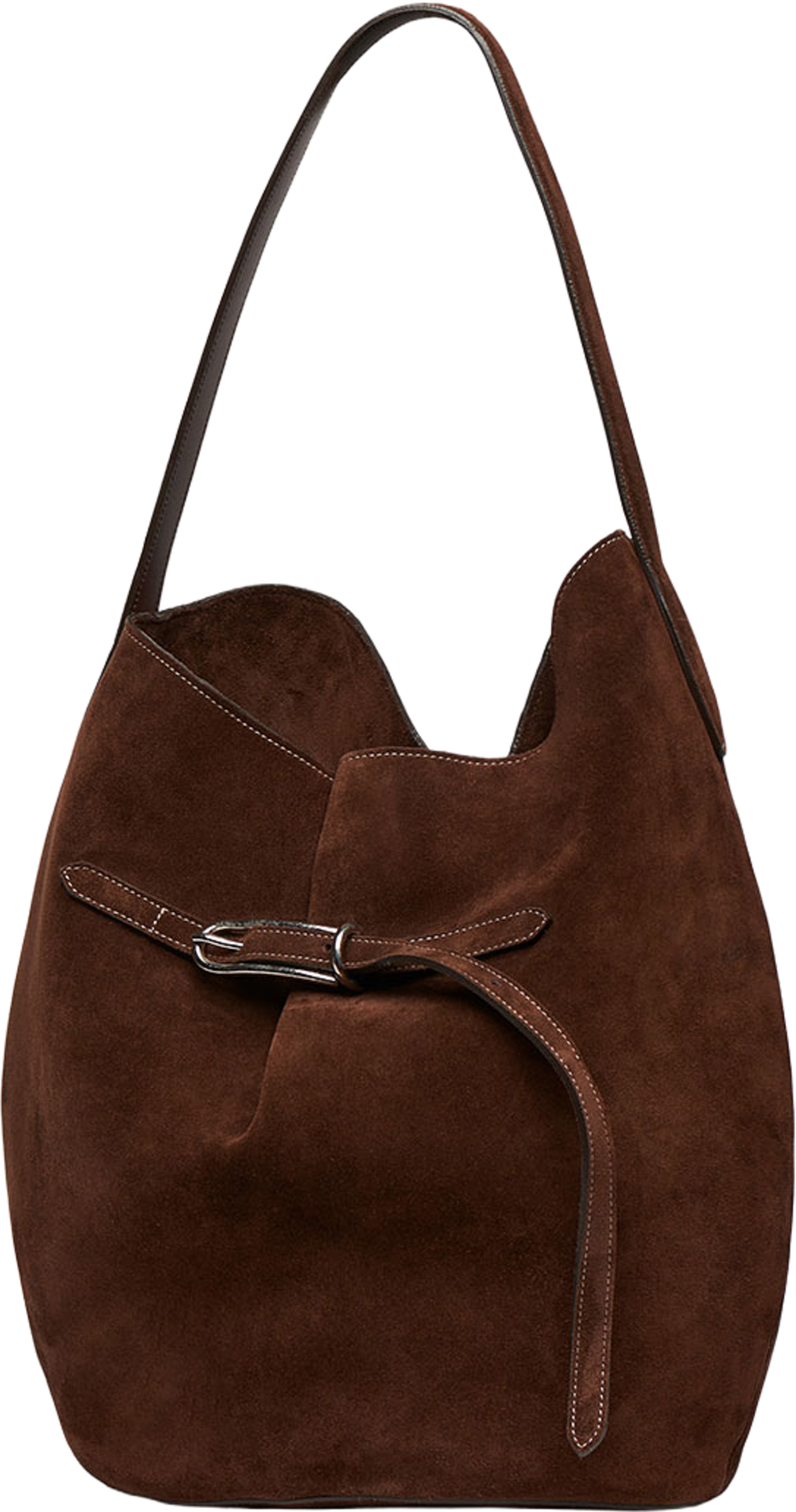BELTED BUCKET BAG LARGE, från Liffner, i färgen Dark Brown. Klicka för att öppna bilden i stort format